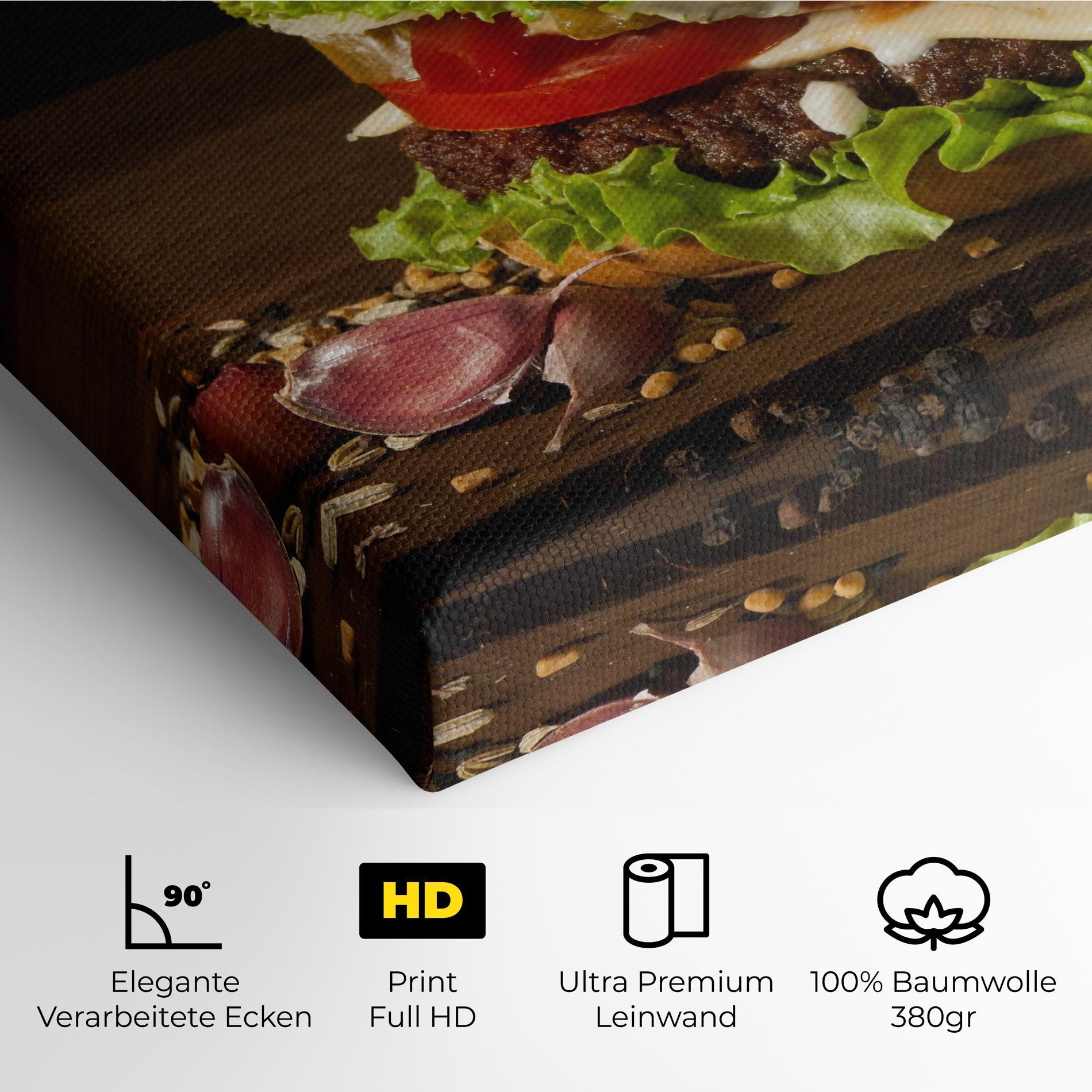Leinwandbild Delicious Hamburger mockup 4