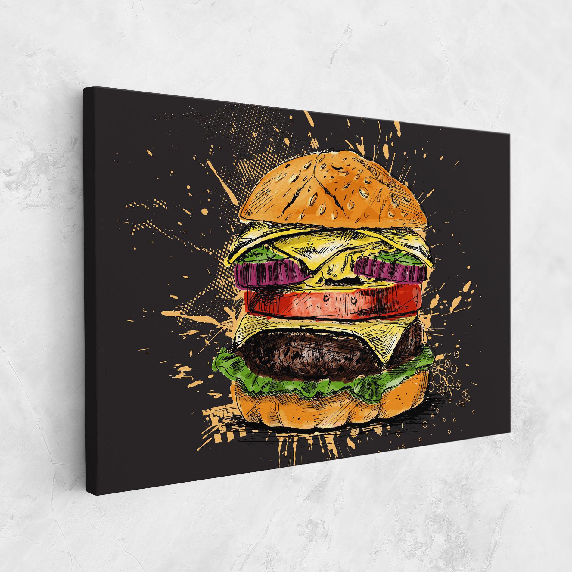 Leinwandbild Burger Drawing mockup 1