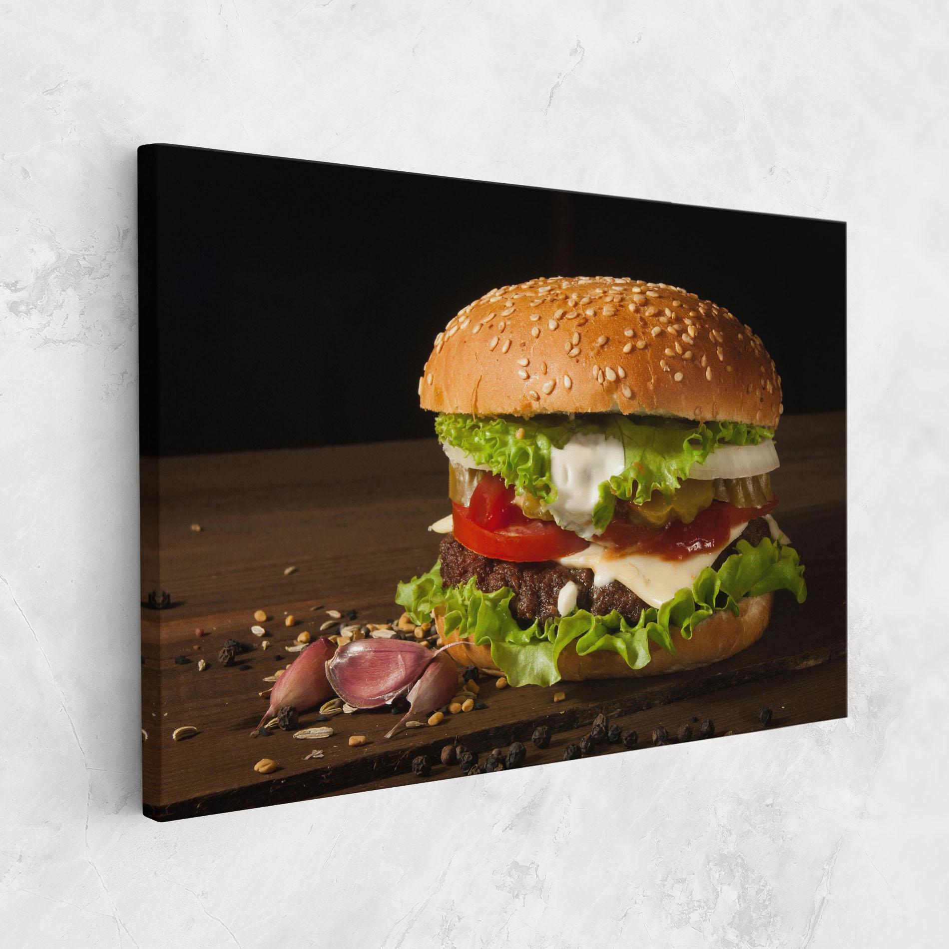 Leinwandbild Delicious Hamburger mockup 1