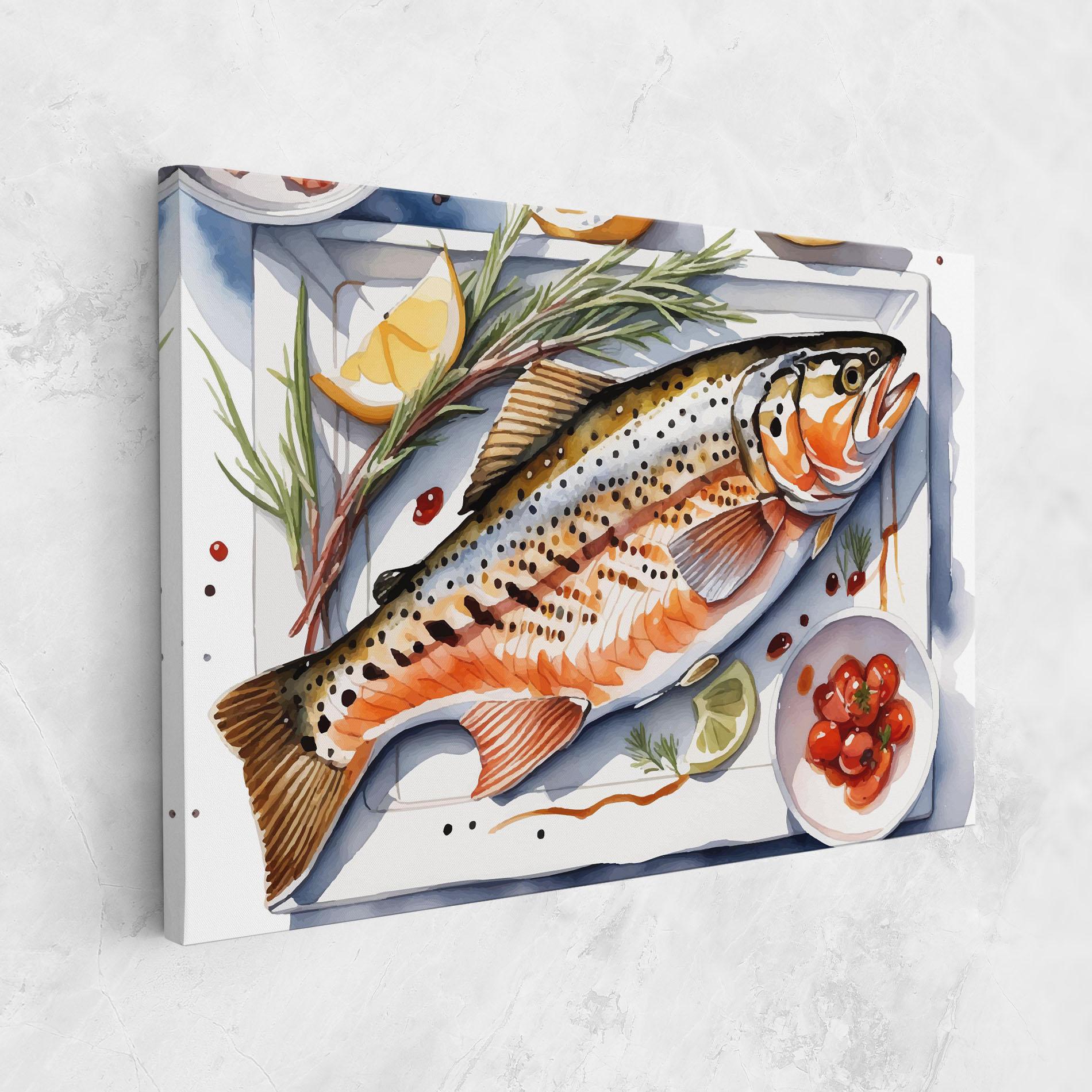 Leinwandbild Grilled Trout mockup 1