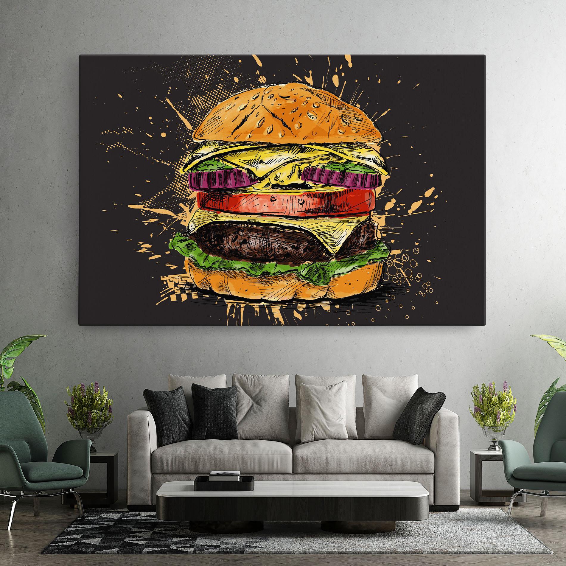 Leinwandbild Burger Drawing mockup 7