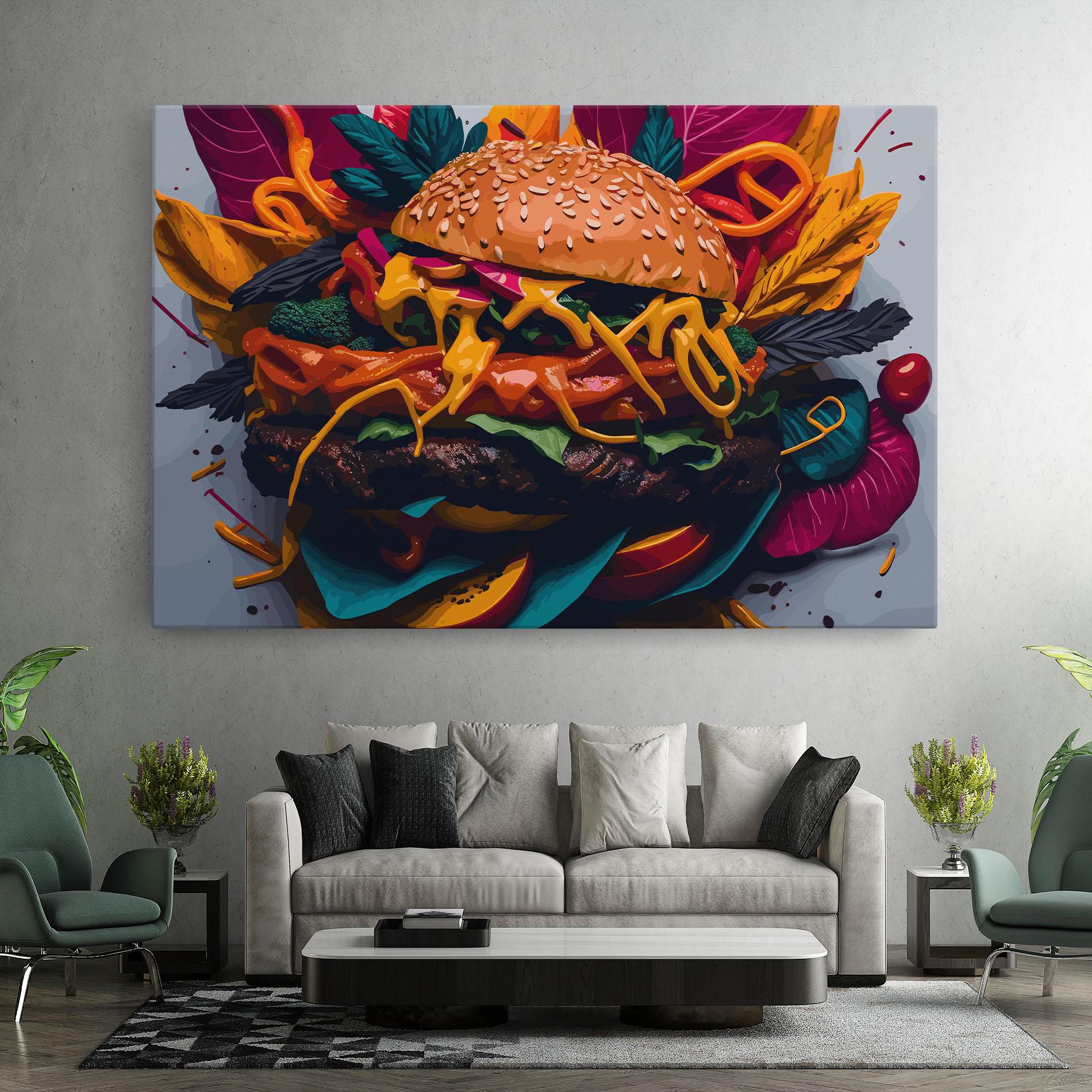 Leinwandbild Burger Mustard mockup 7