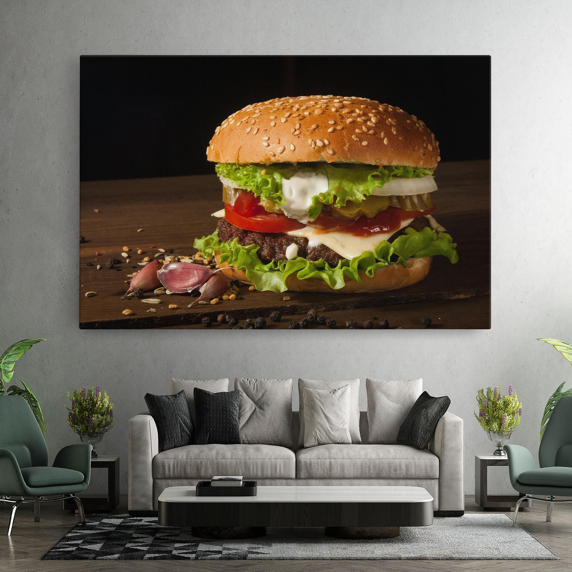Leinwandbild Delicious Hamburger mockup 7