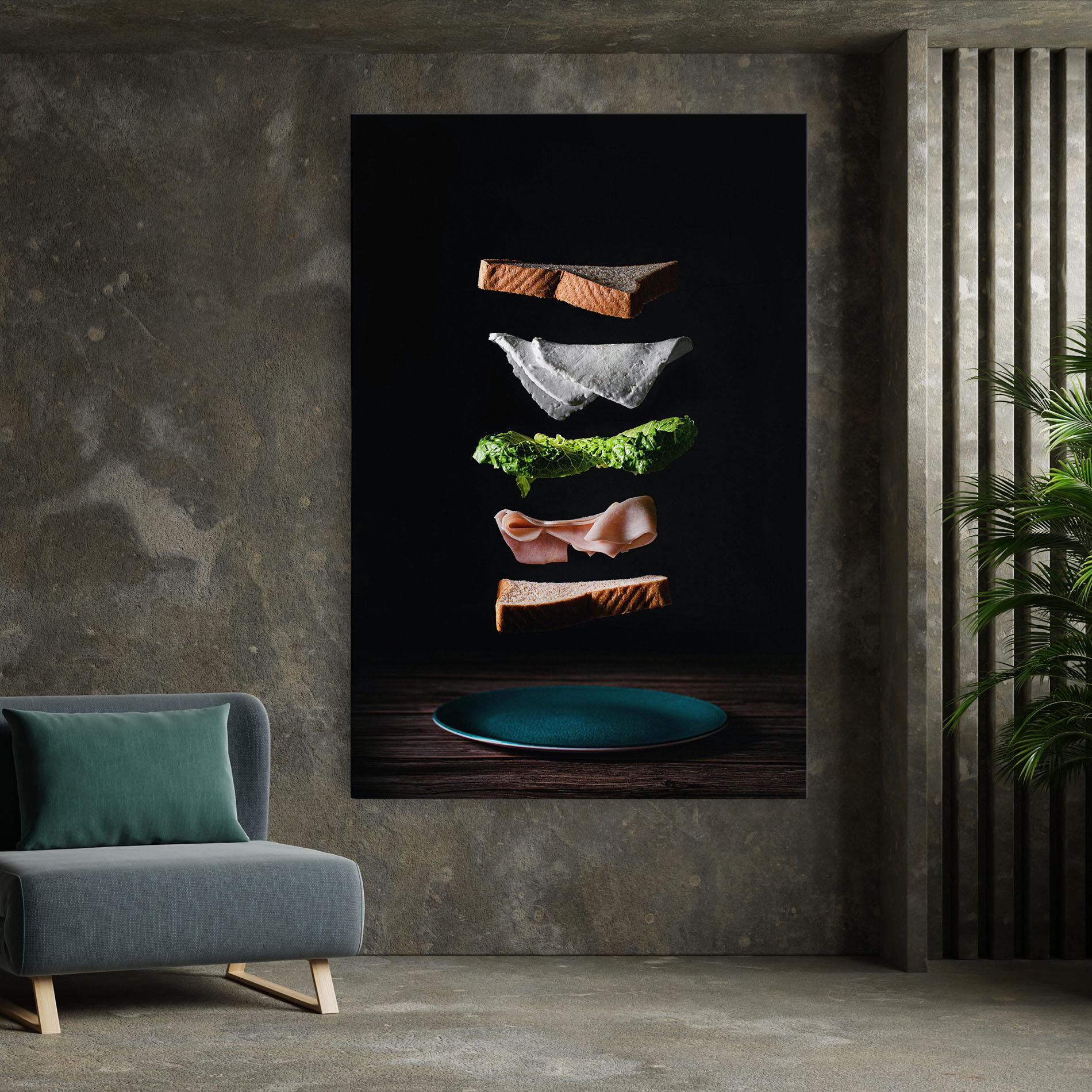 Leinwandbild Floating Sandwich mockup 7