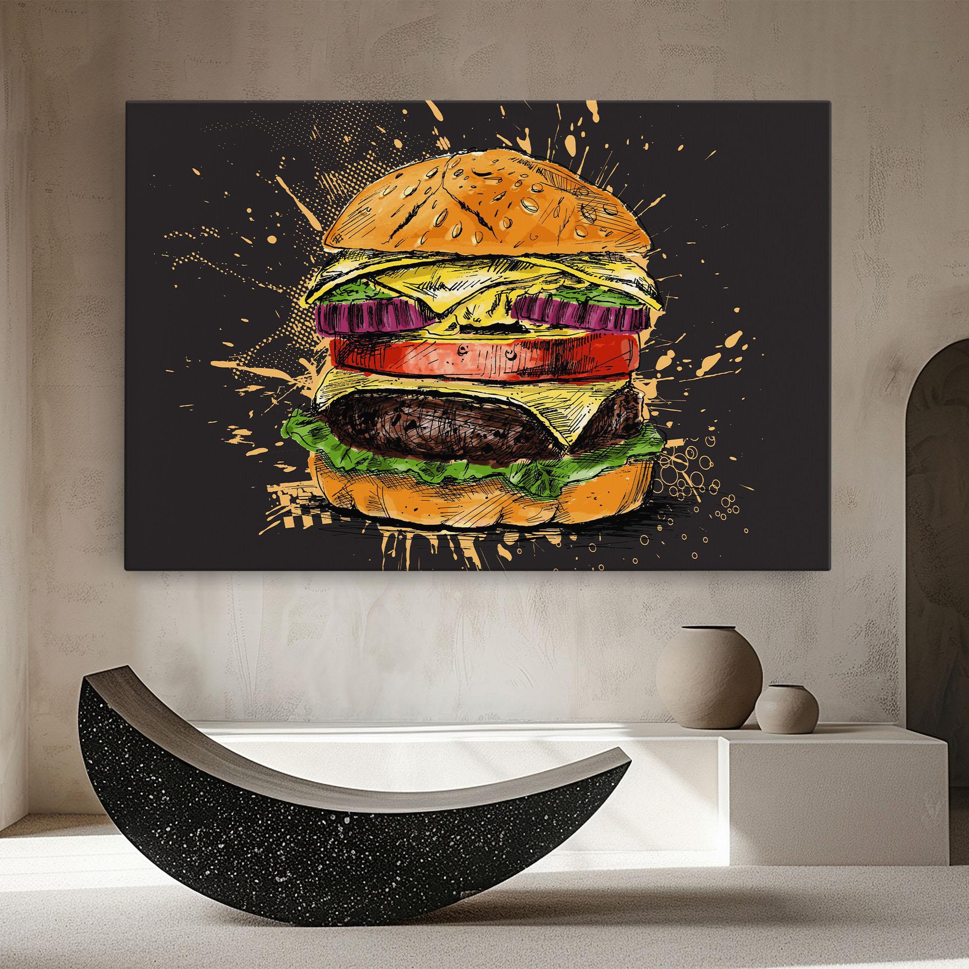 Leinwandbild Burger Drawing mockup 8