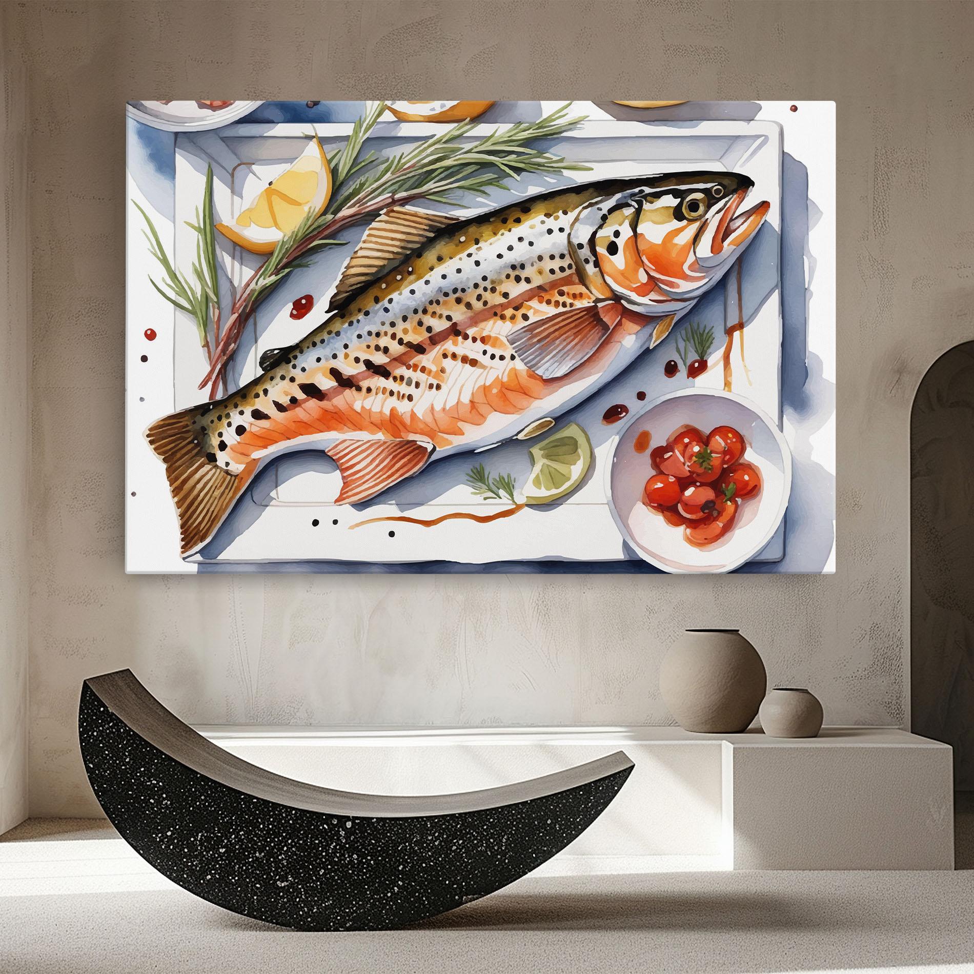 Leinwandbild Grilled Trout mockup 8