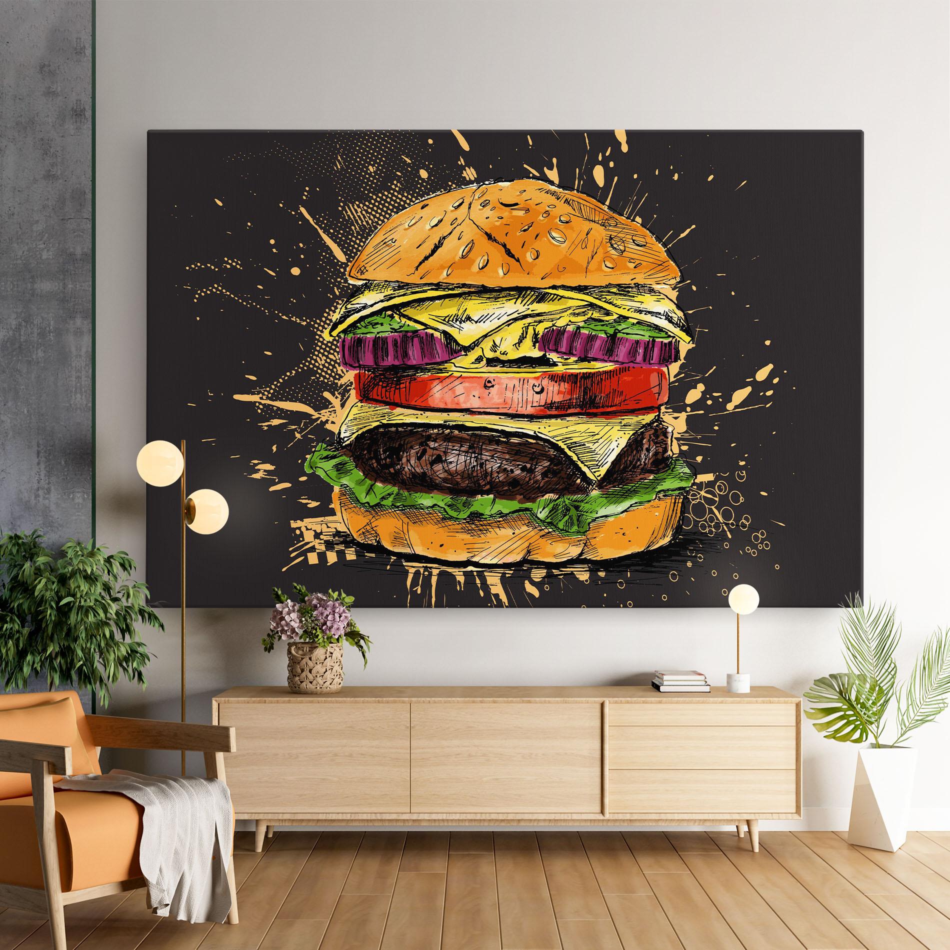Leinwandbild Burger Drawing mockup 9