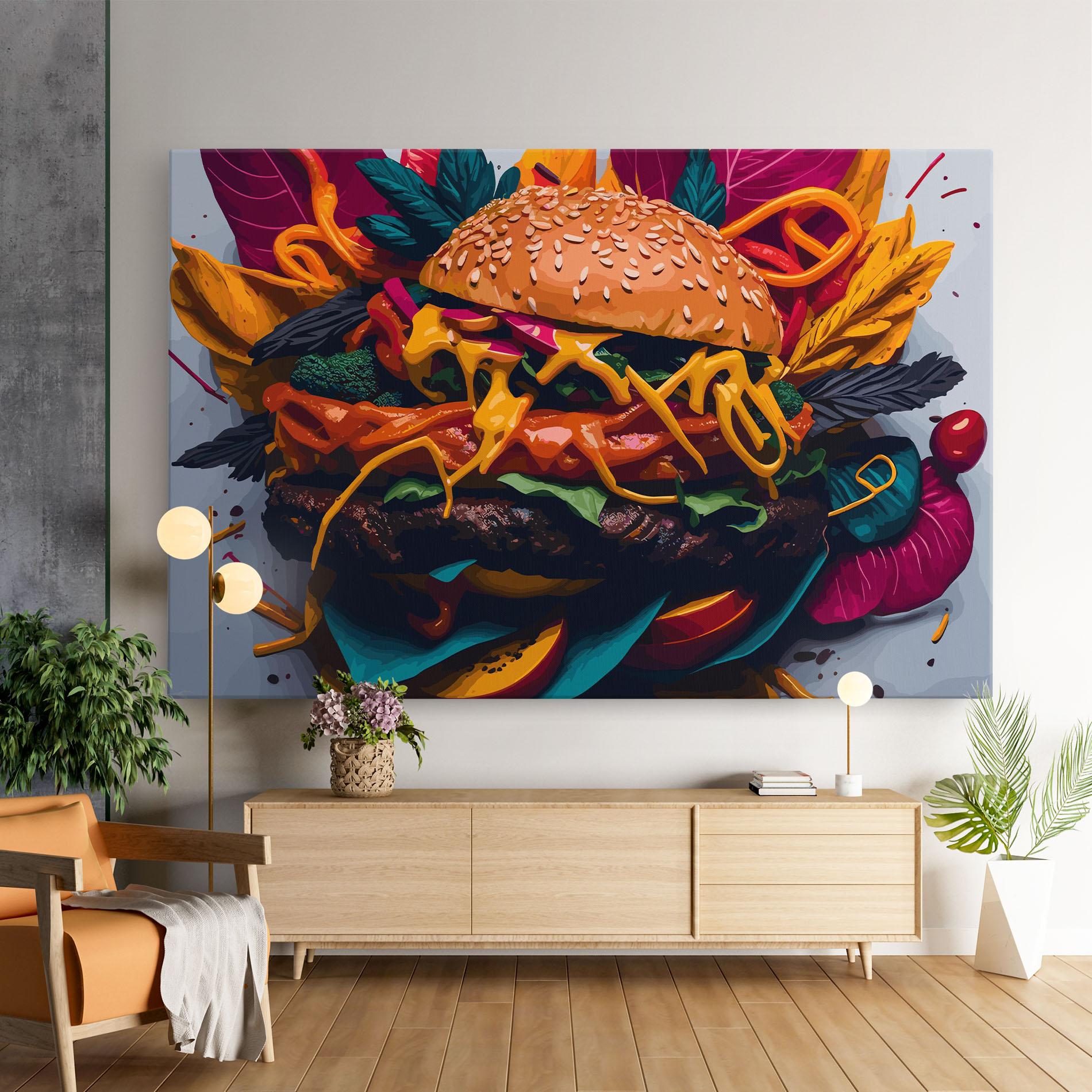 Leinwandbild Burger Mustard mockup 9