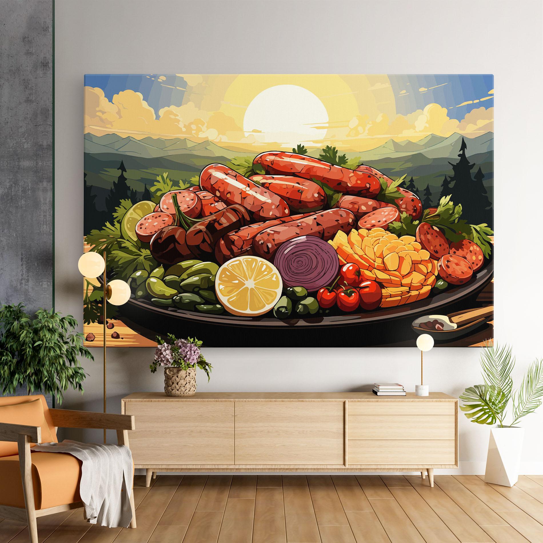 Leinwandbild Sunset Sousages mockup 9