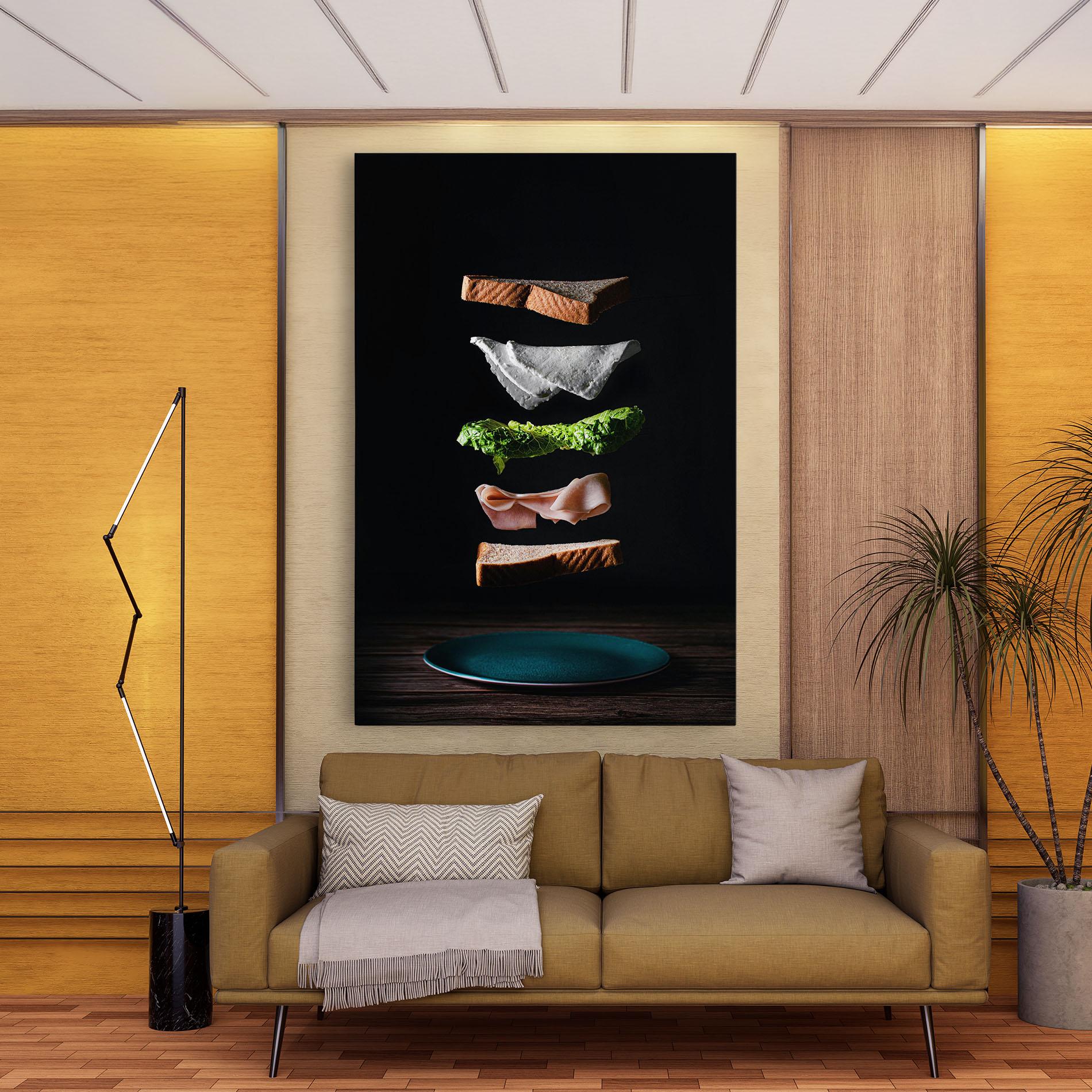 Leinwandbild Floating Sandwich mockup 9