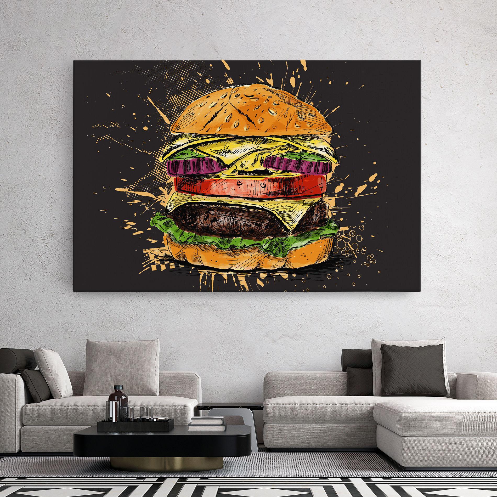 Leinwandbild Burger Drawing mockup 2
