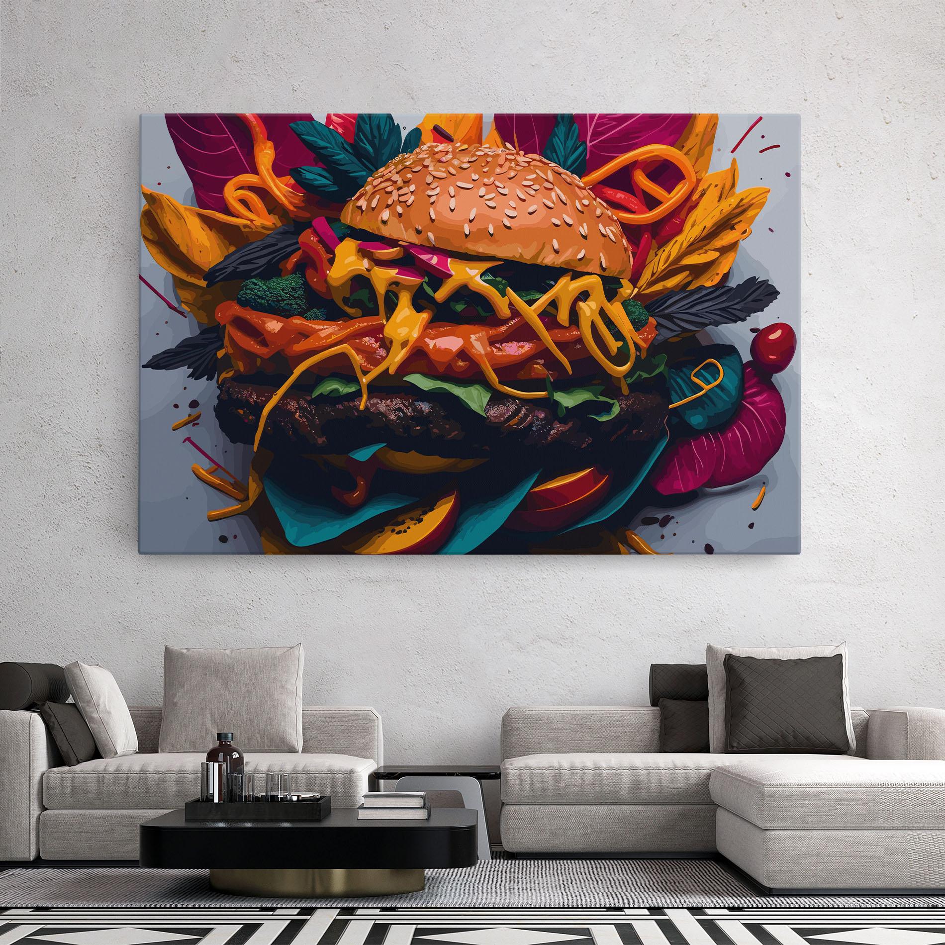 Leinwandbild Burger Mustard mockup 2
