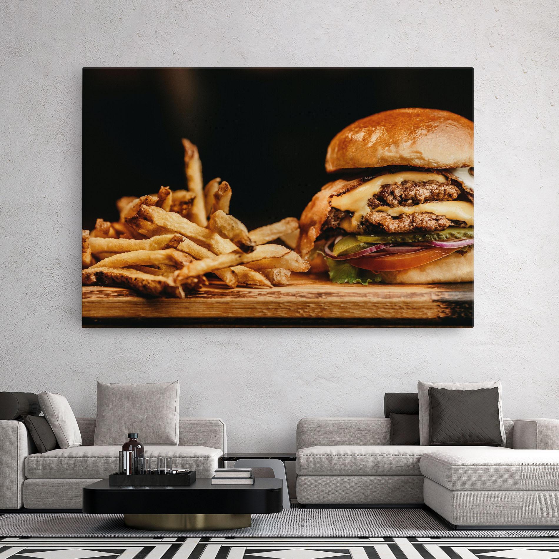 Leinwandbild Hamburger With Fries mockup 2