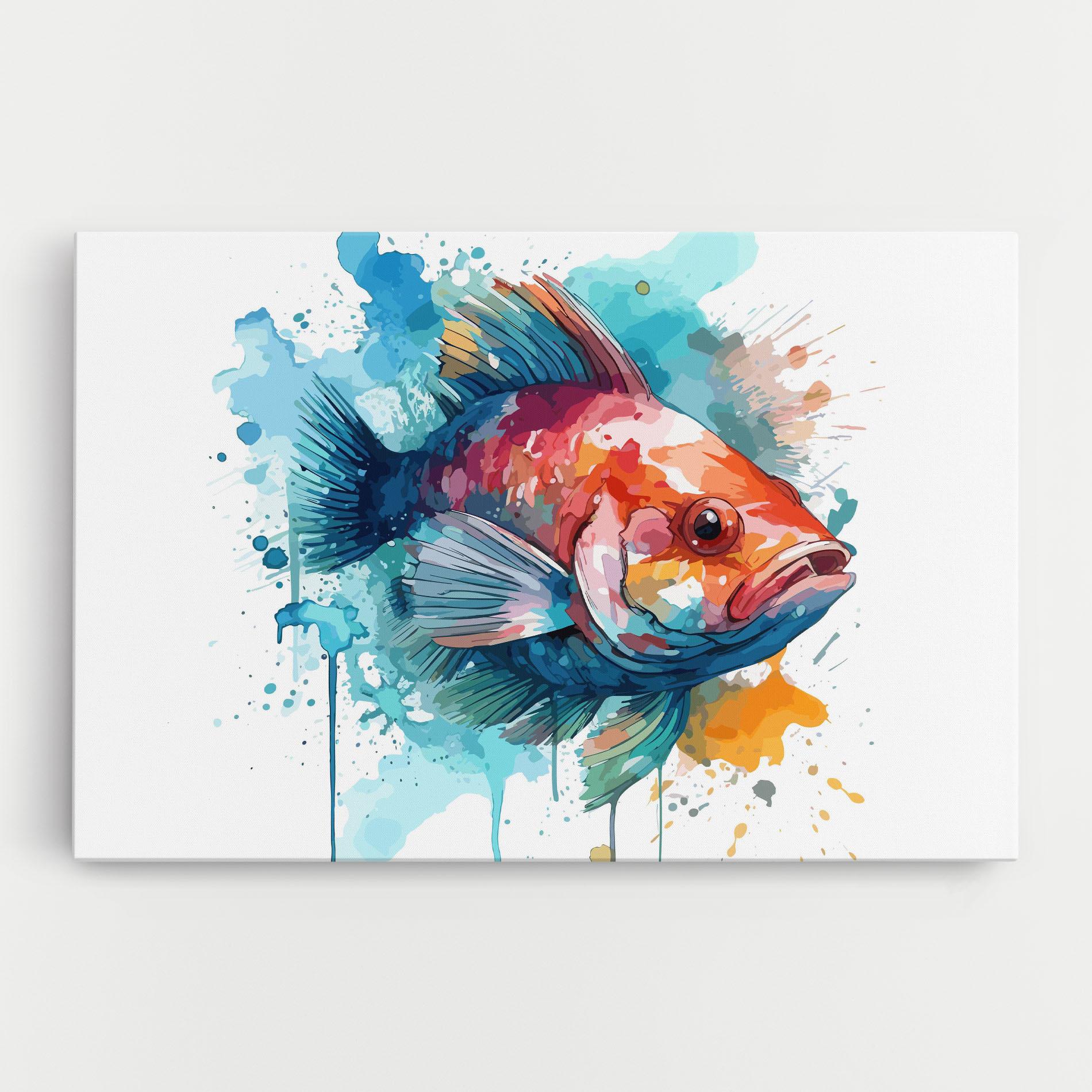 Leinwandbild Watercolor Fish mockup 0