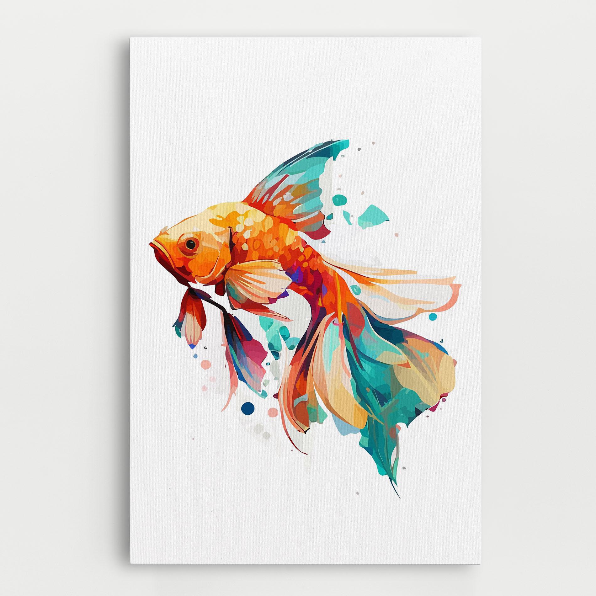 Leinwandbild Blue Orange Fish mockup 0