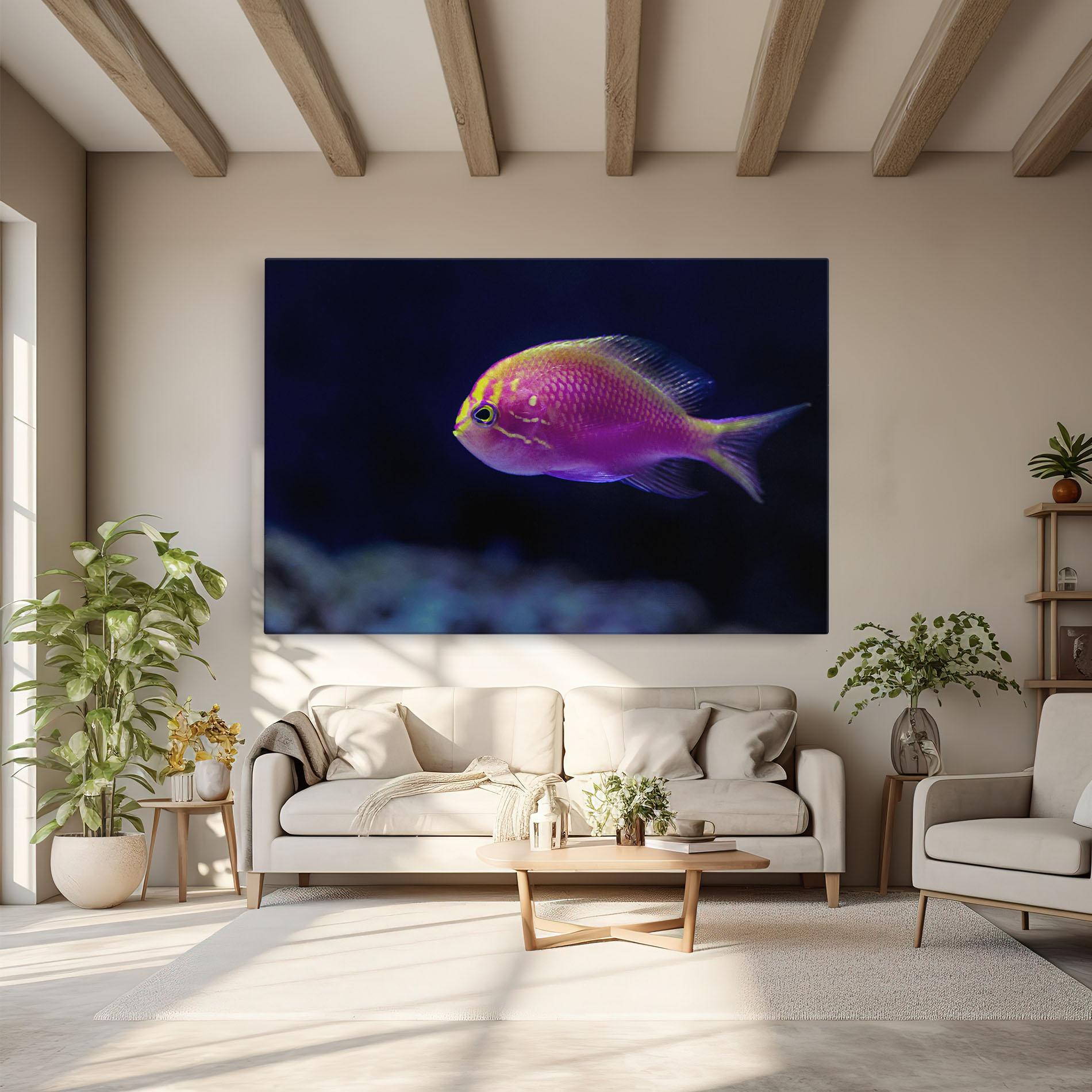 Leinwandbild Angry Pink Fish mockup 6