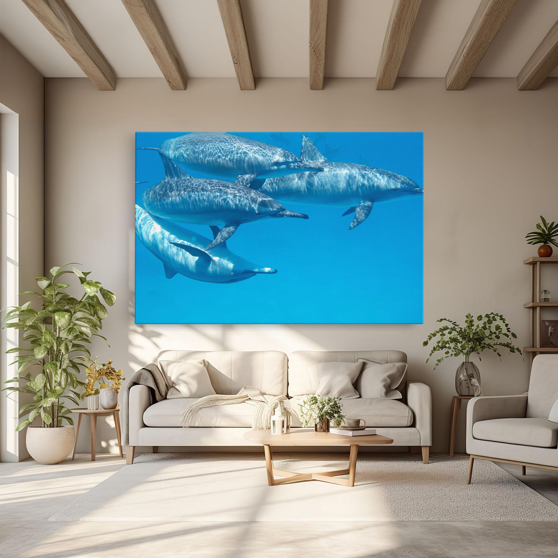 Leinwandbild Family Of Dolphins mockup 6