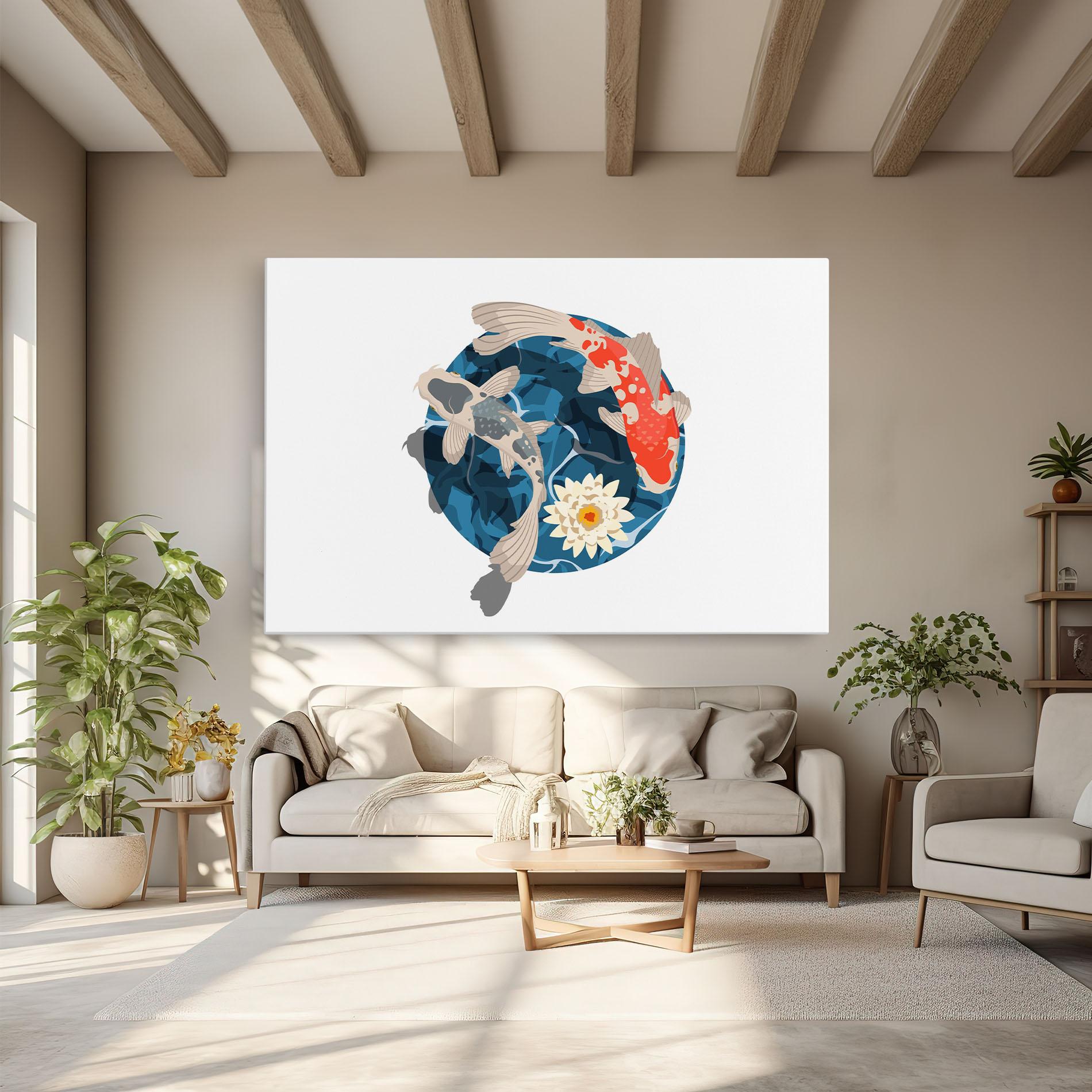 Leinwandbild Grey Orange Koi mockup 6