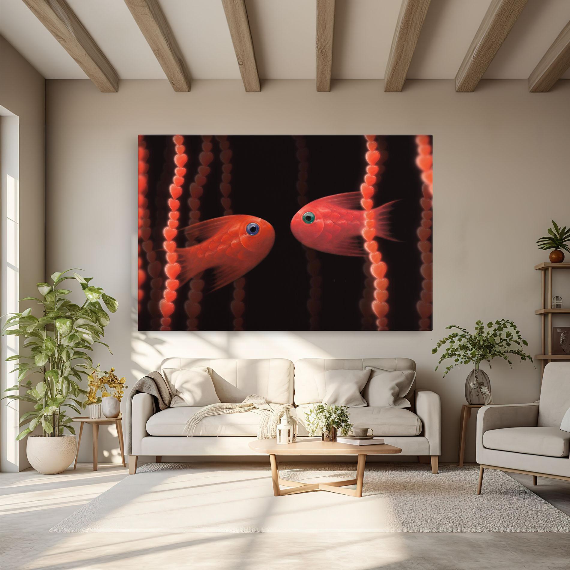 Leinwandbild Orange Fish Heart mockup 6