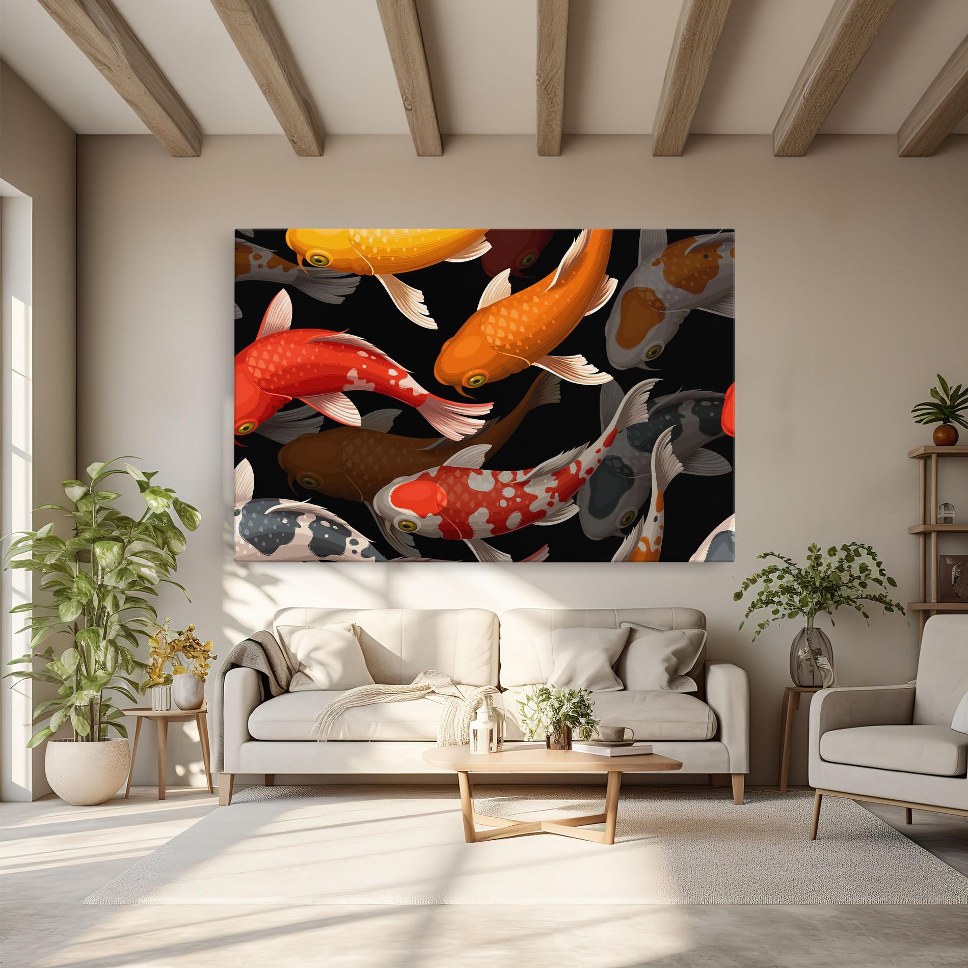 Leinwandbild Seamless Koi Fish mockup 6