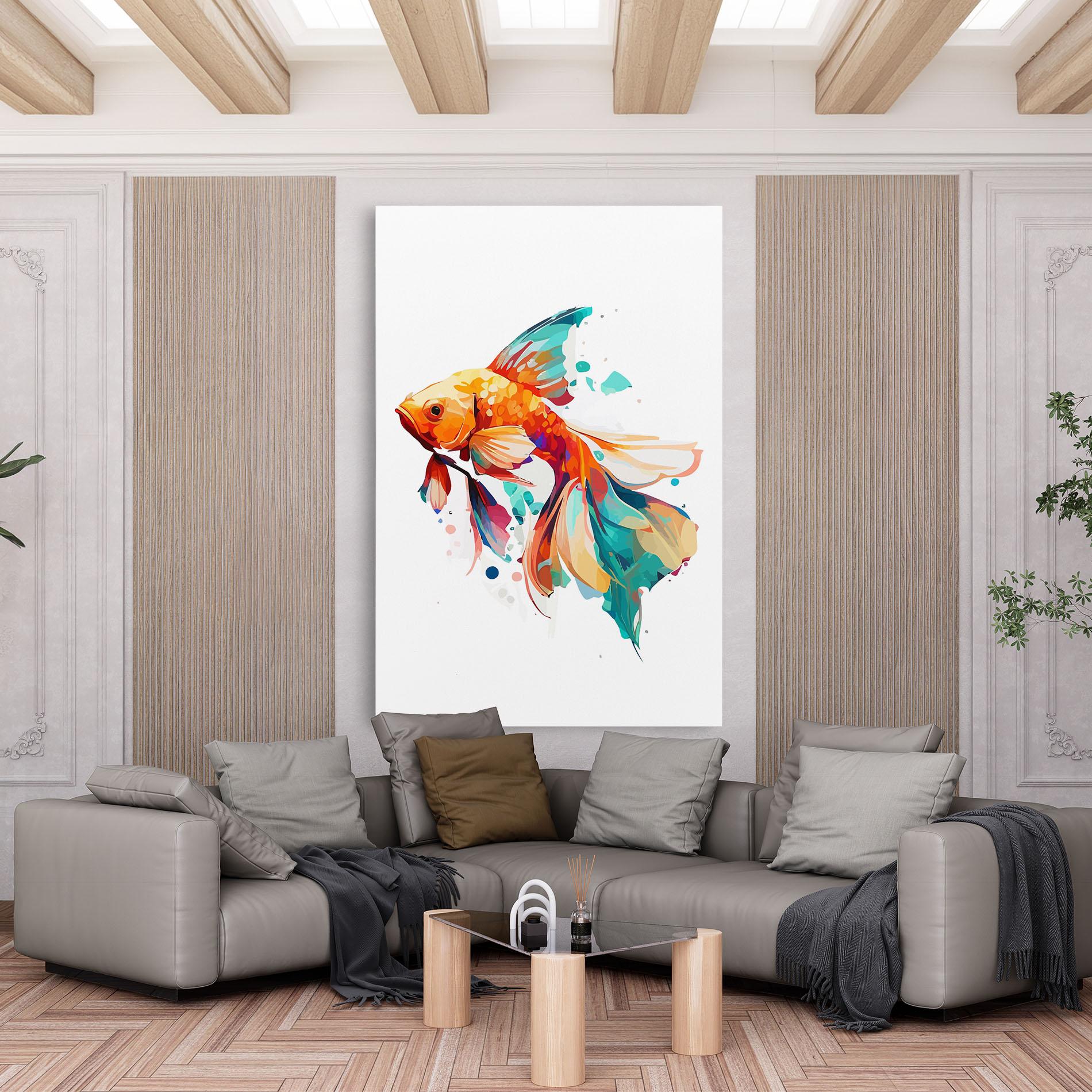 Leinwandbild Blue Orange Fish mockup 6