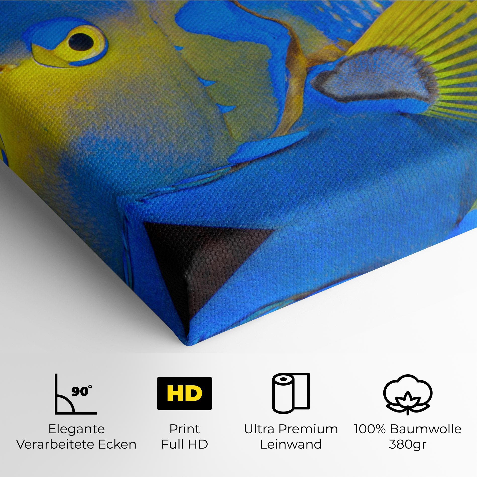 Leinwandbild Blue Yellow Fish mockup 4