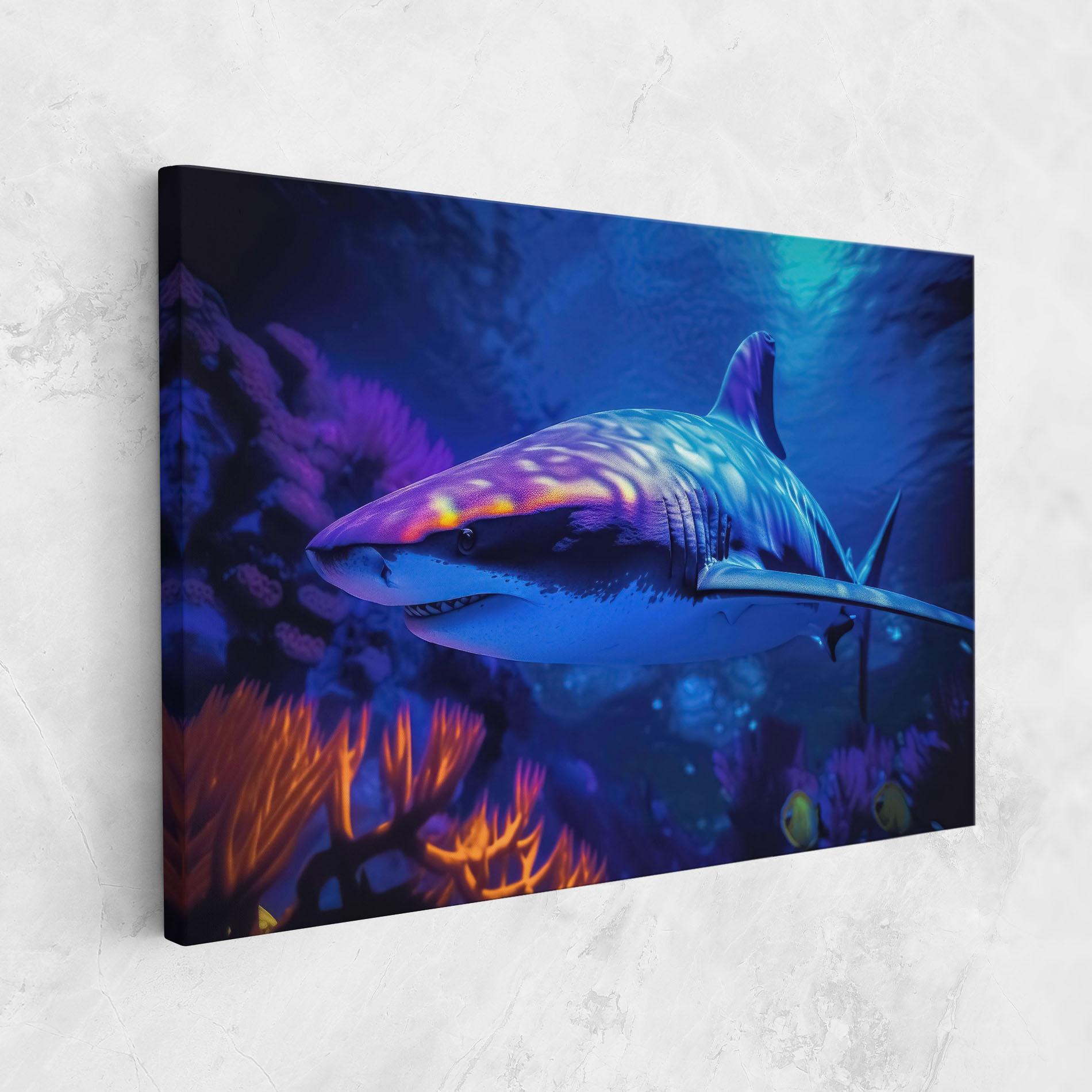 Leinwandbild Blue Light Shark mockup 1