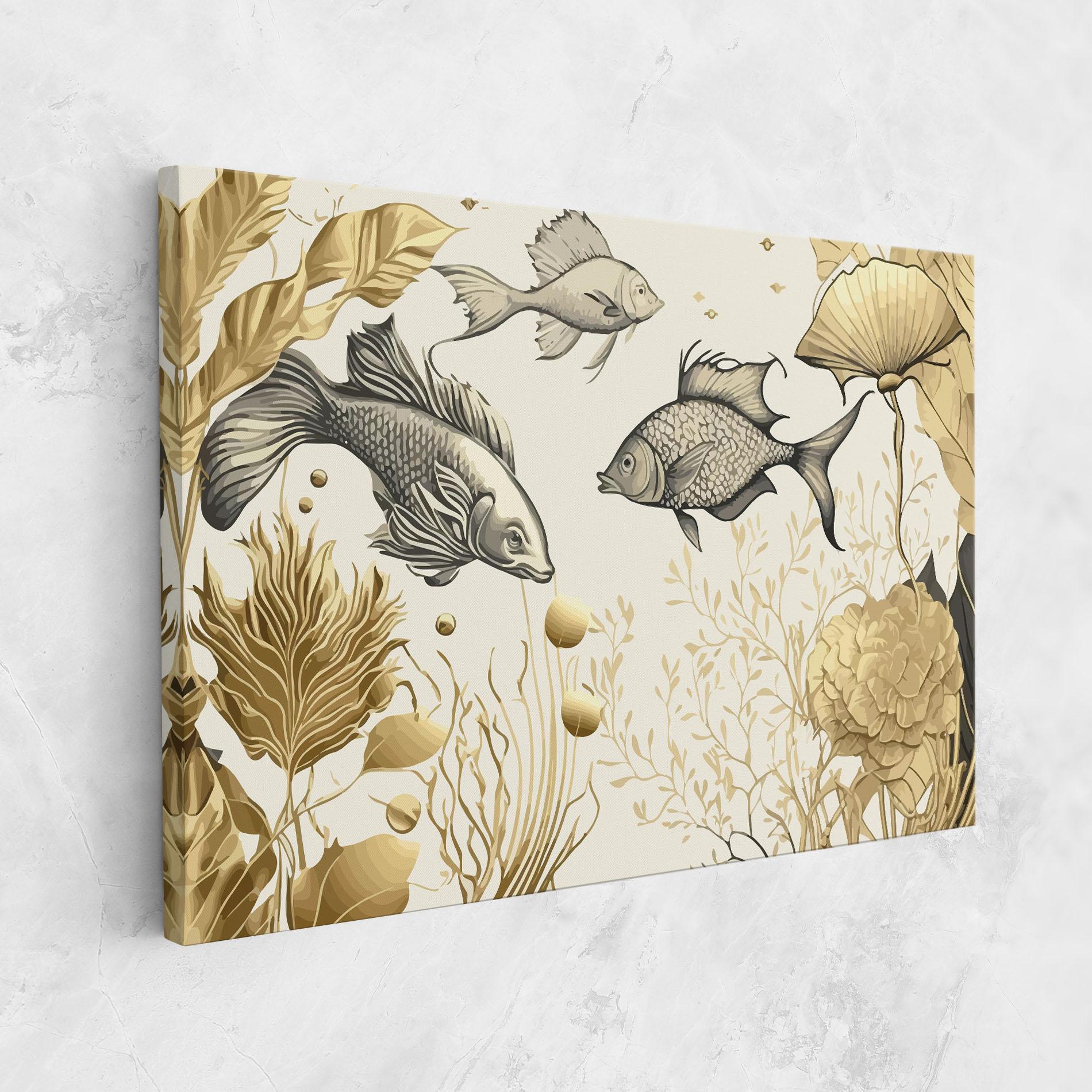Leinwandbild Grey Gold Fish mockup 1