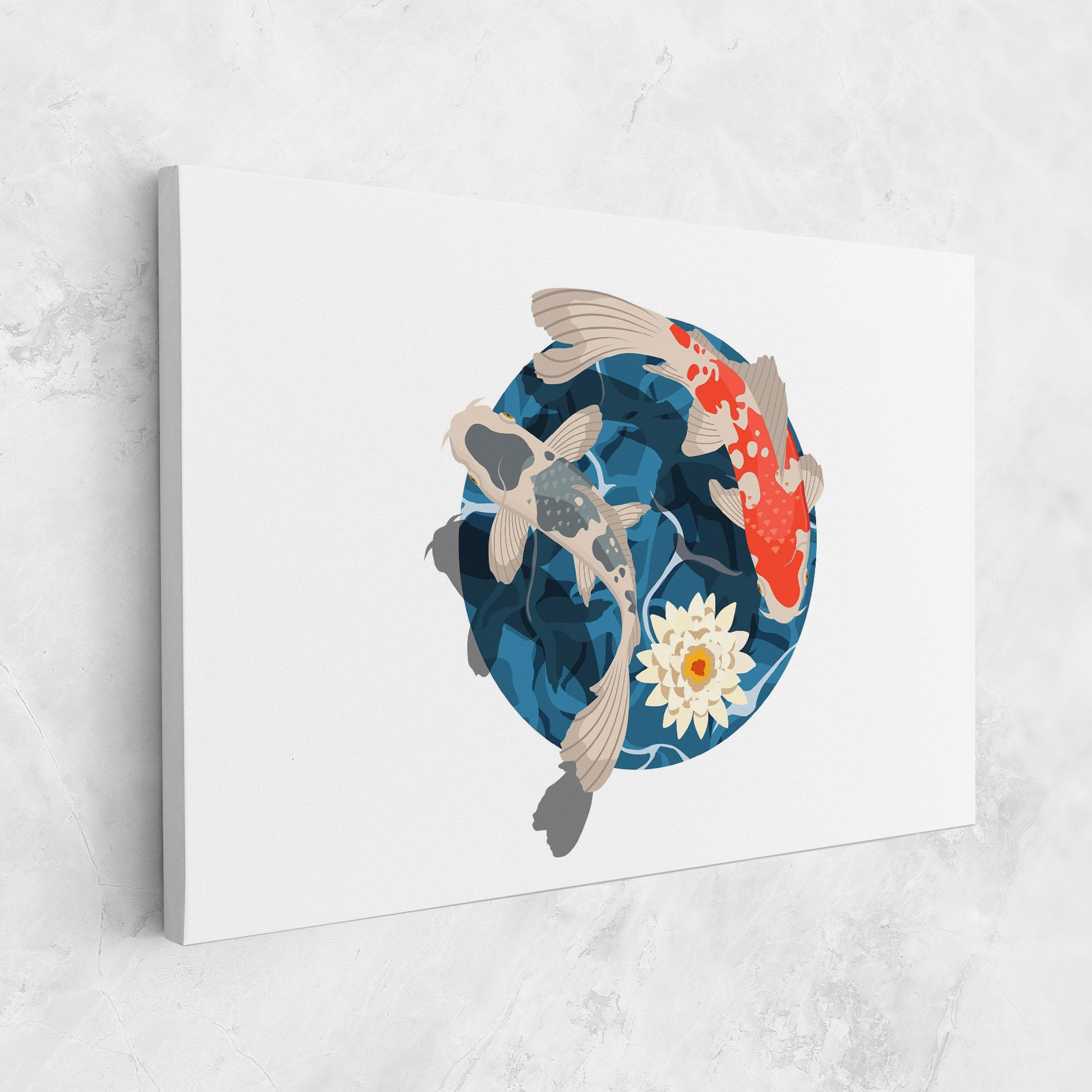 Leinwandbild Grey Orange Koi mockup 1