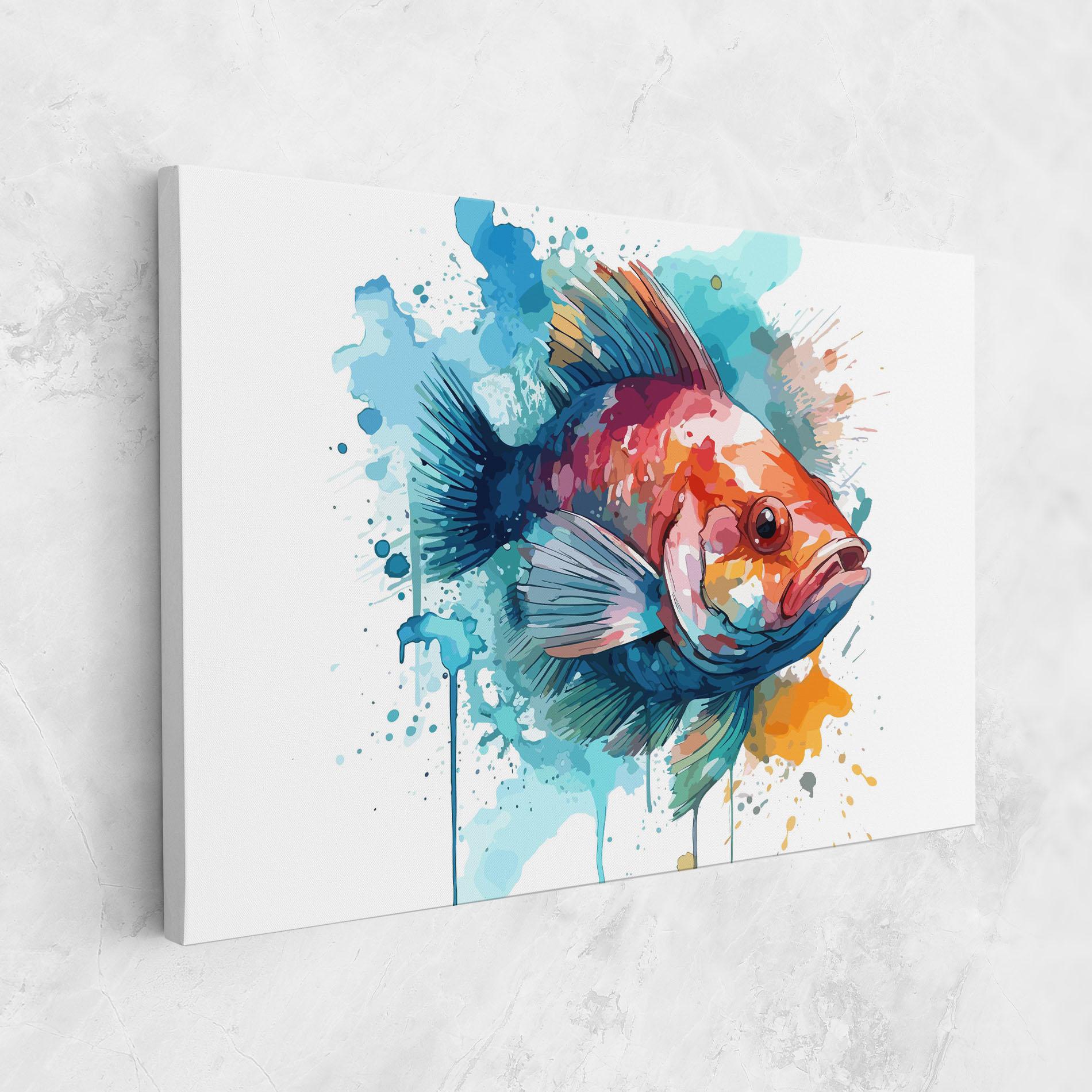 Leinwandbild Watercolor Fish mockup 1