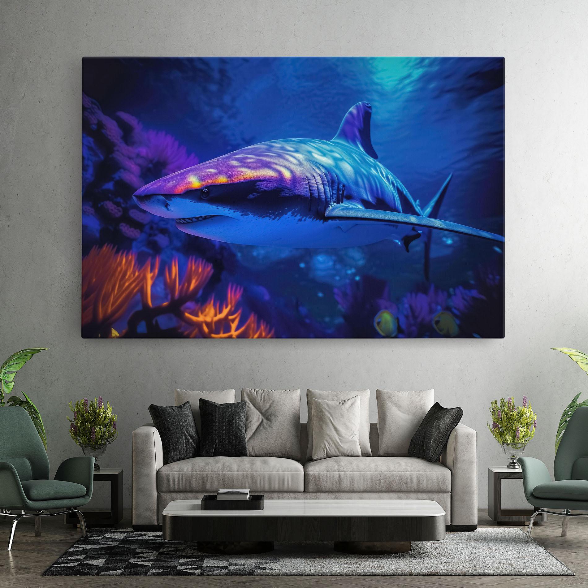 Leinwandbild Blue Light Shark mockup 7