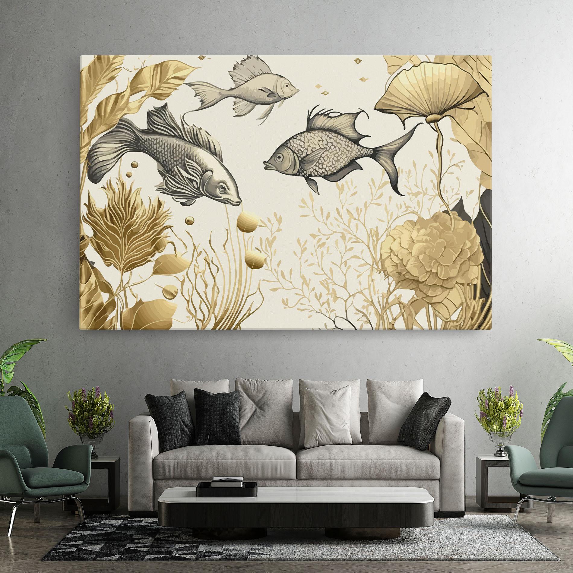 Leinwandbild Grey Gold Fish mockup 7