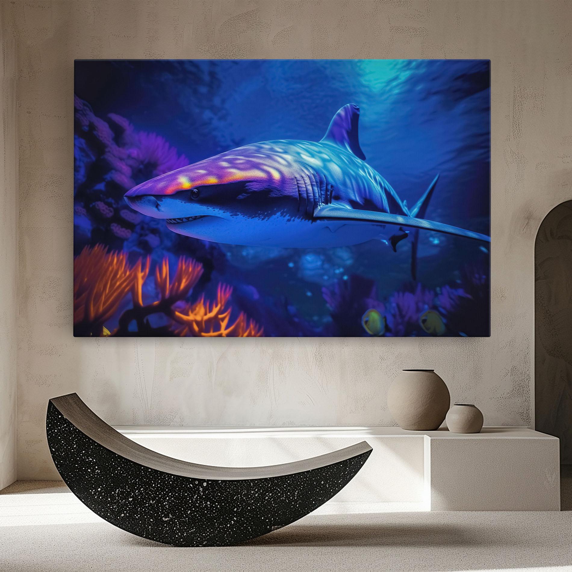 Leinwandbild Blue Light Shark mockup 8