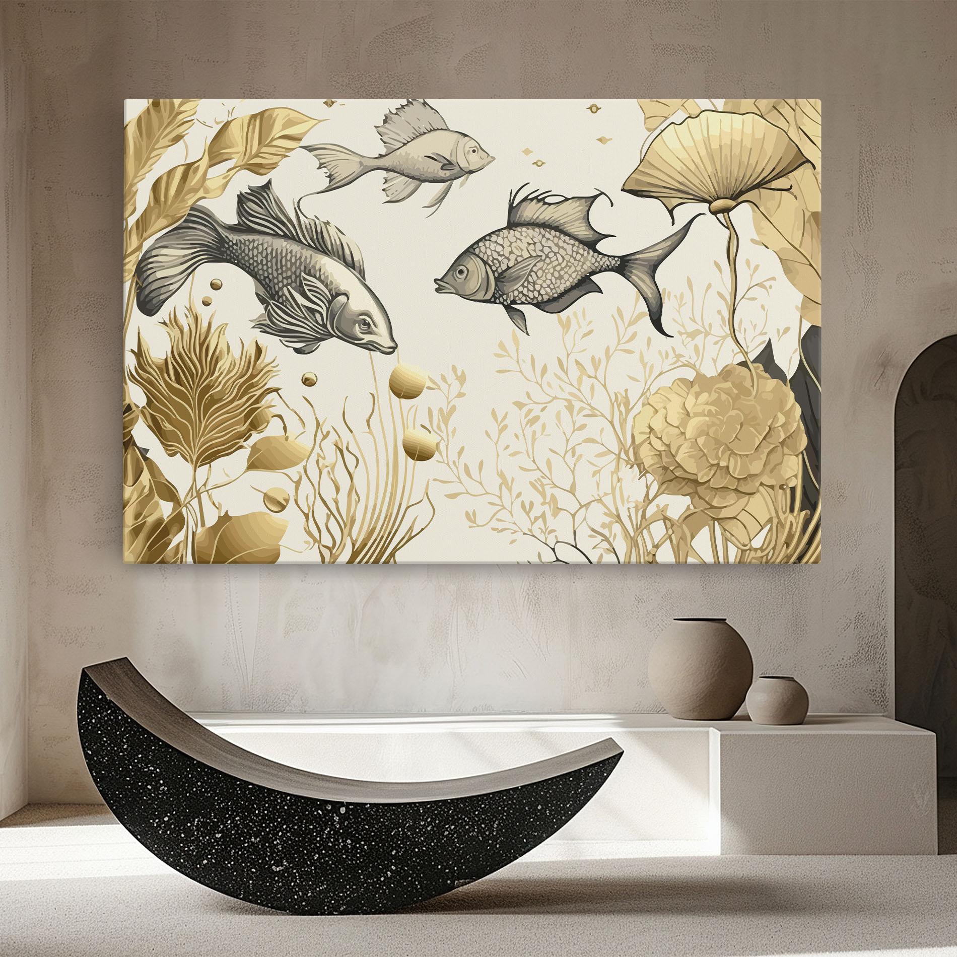 Leinwandbild Grey Gold Fish mockup 8