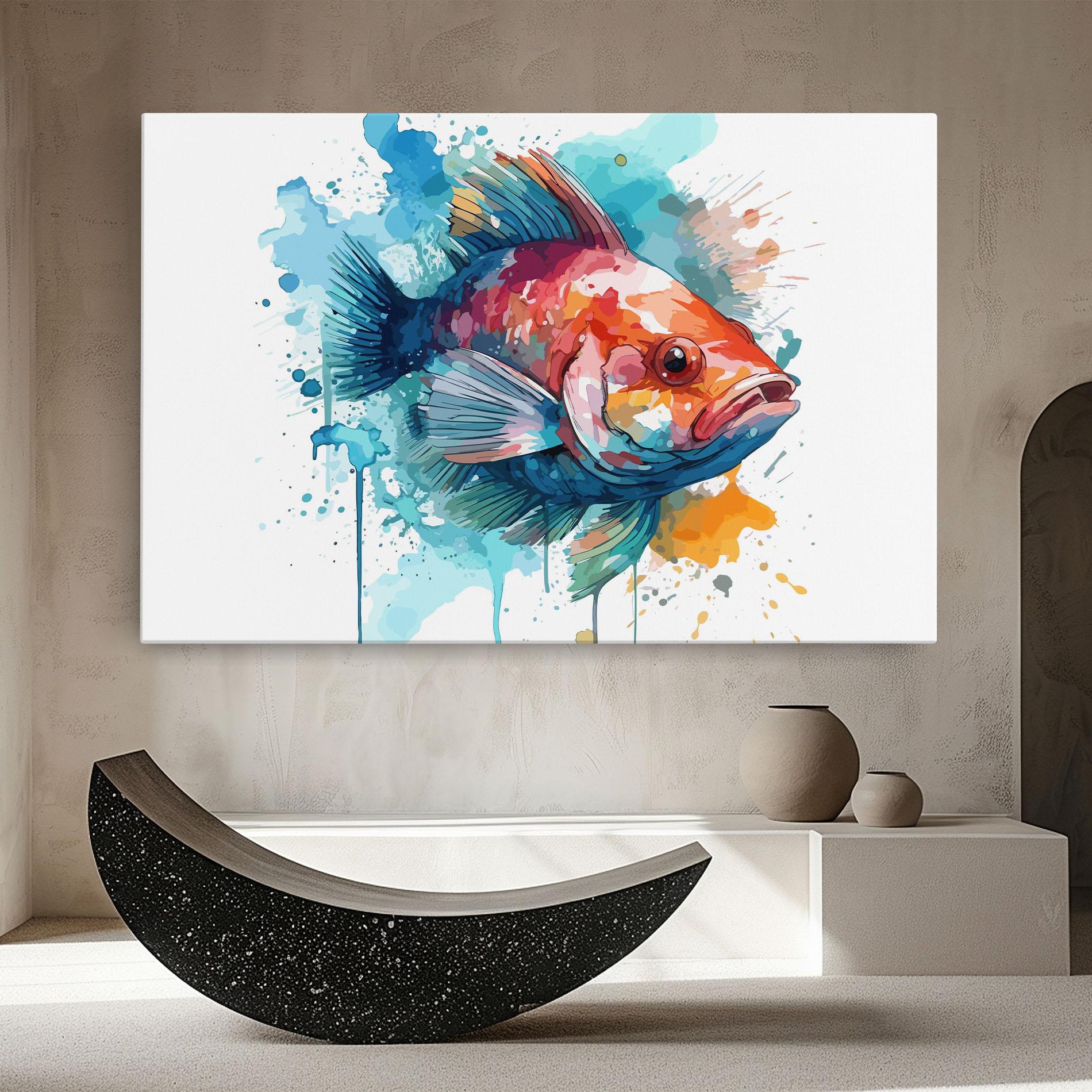 Leinwandbild Watercolor Fish mockup 8