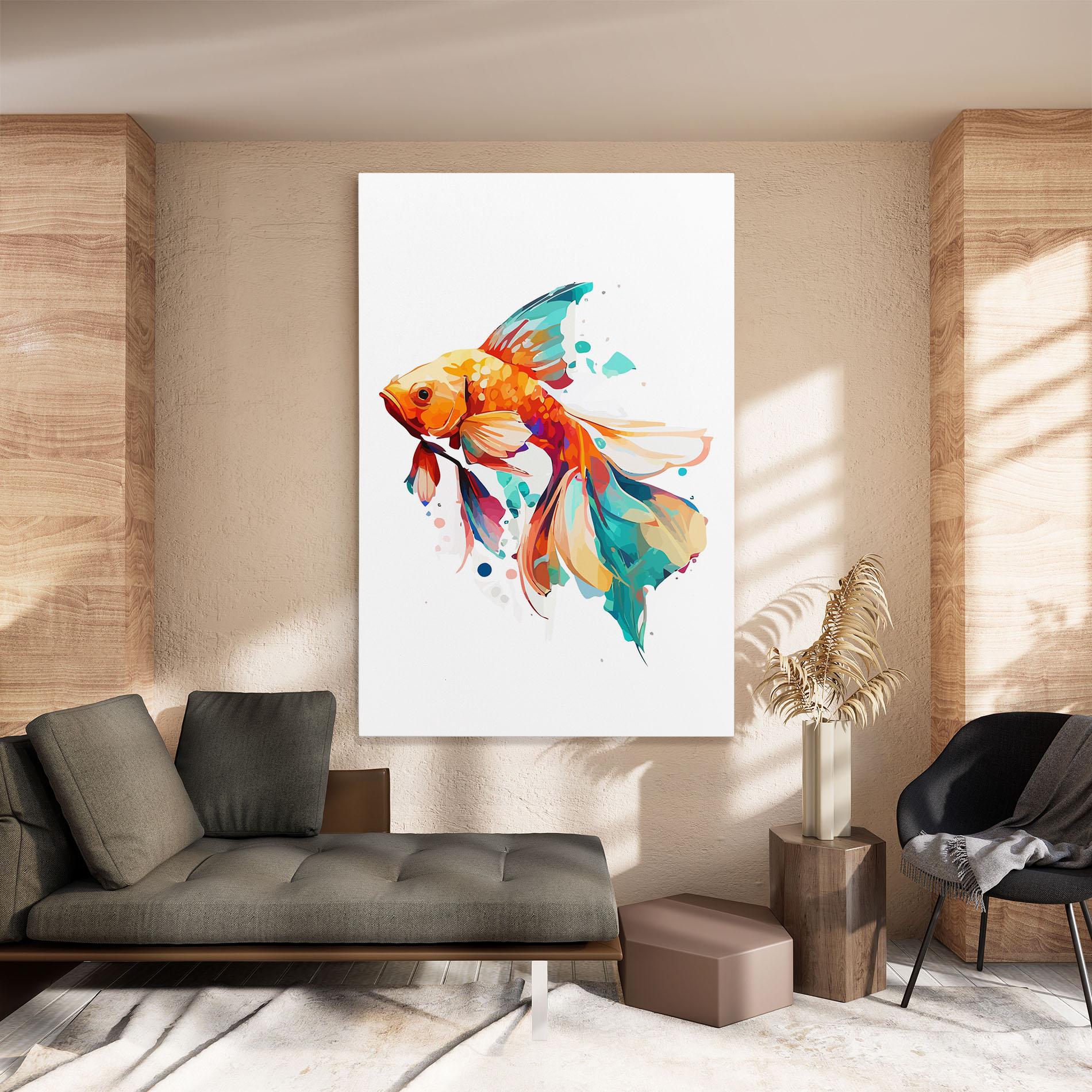 Leinwandbild Blue Orange Fish mockup 8