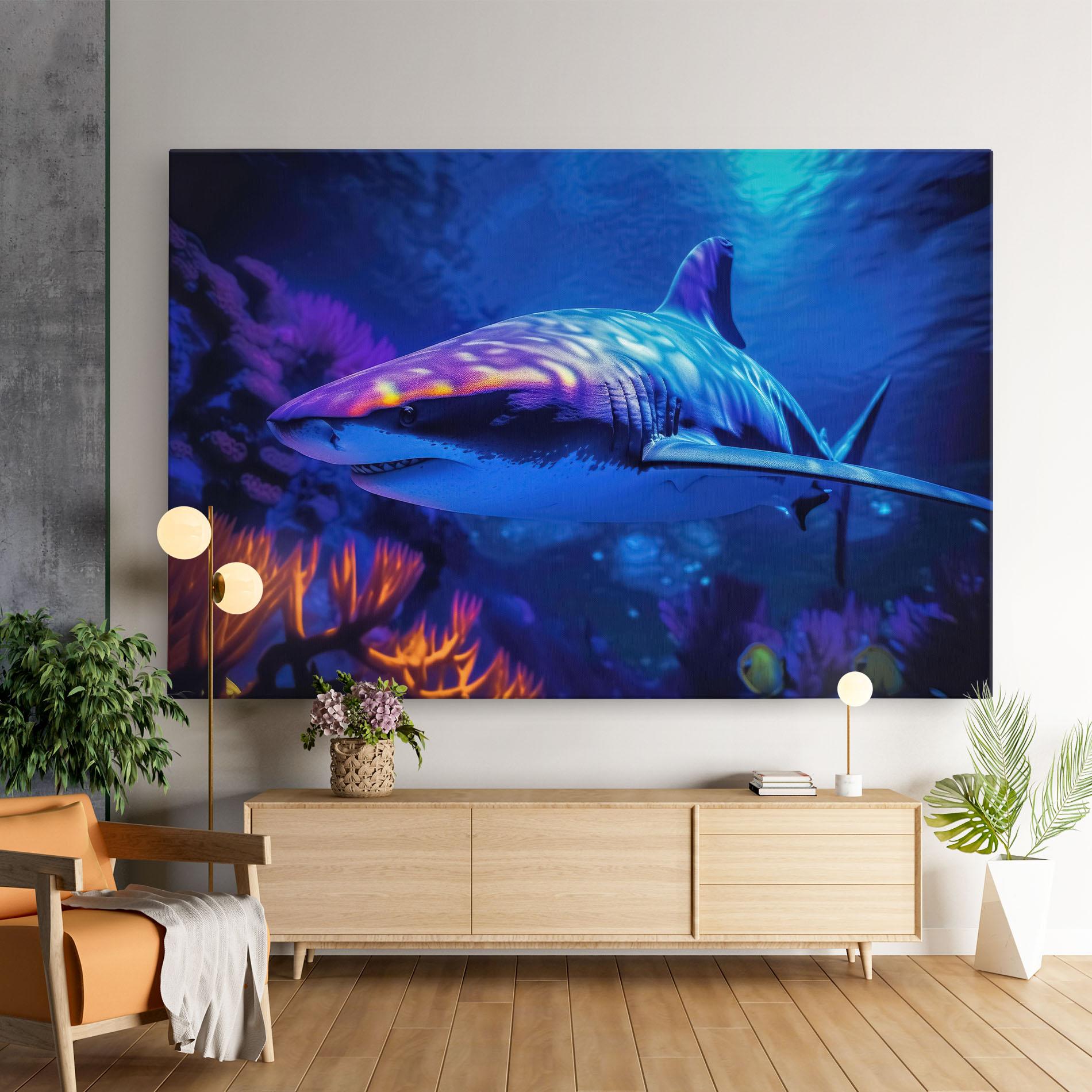 Leinwandbild Blue Light Shark mockup 9