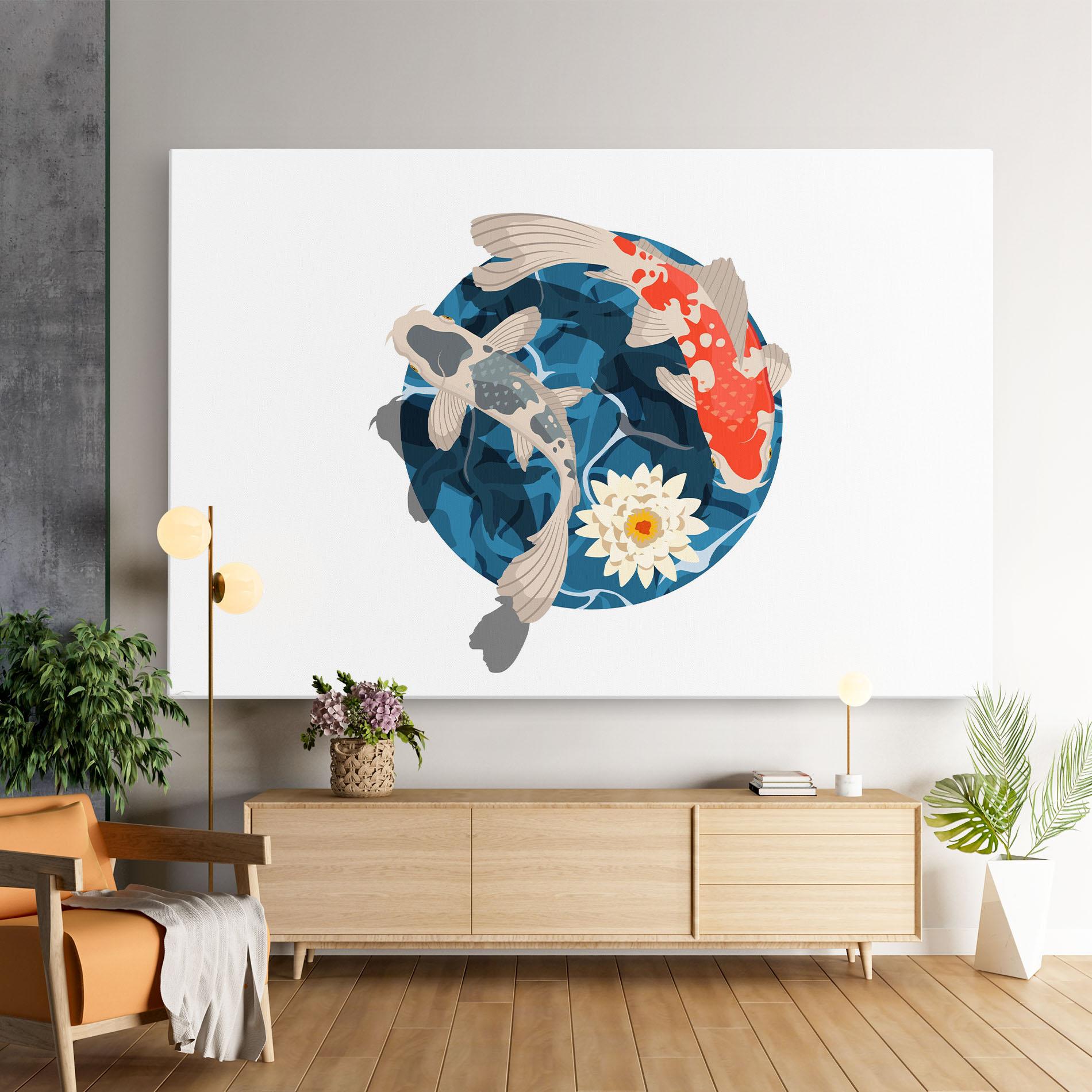 Leinwandbild Grey Orange Koi mockup 9