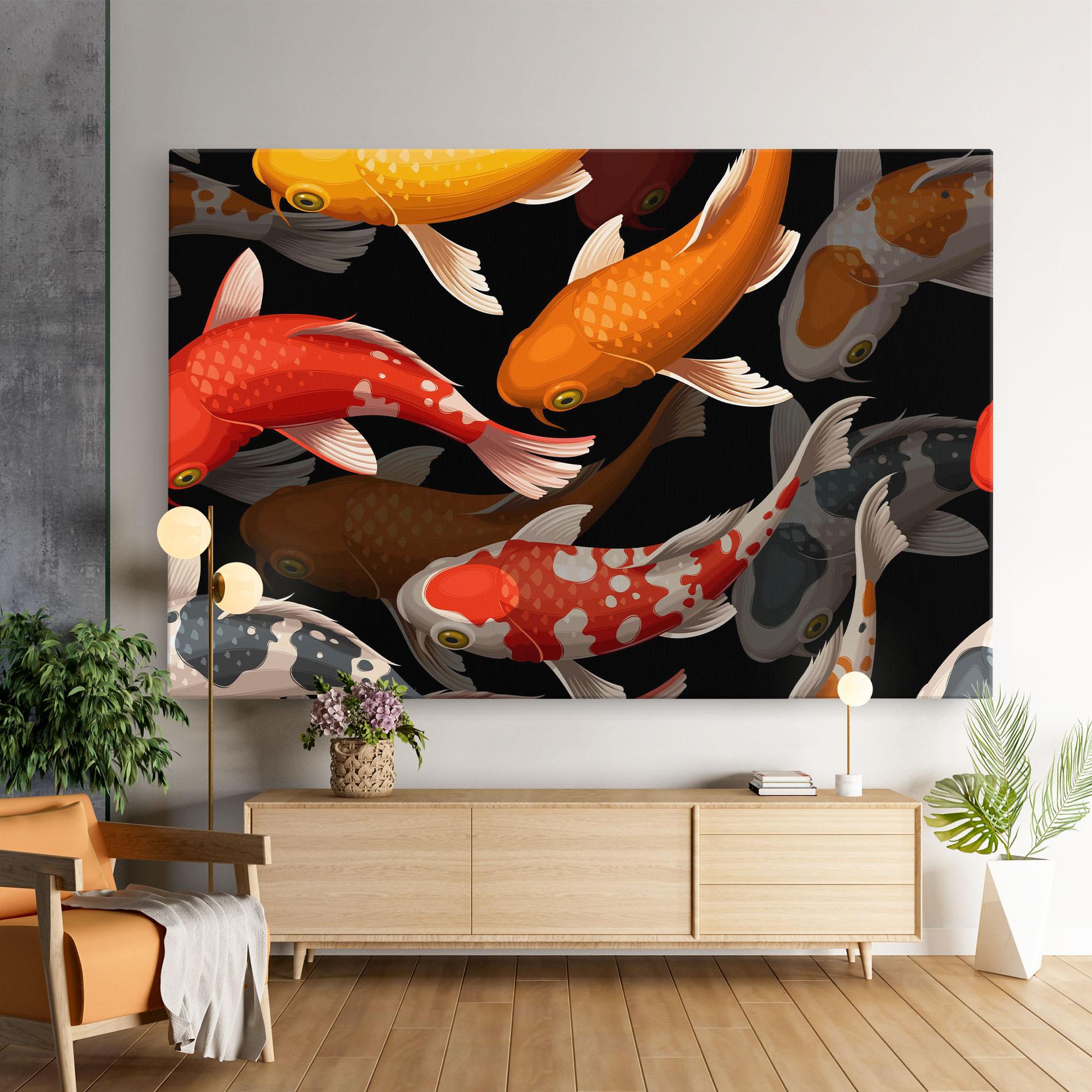 Leinwandbild Seamless Koi Fish mockup 9