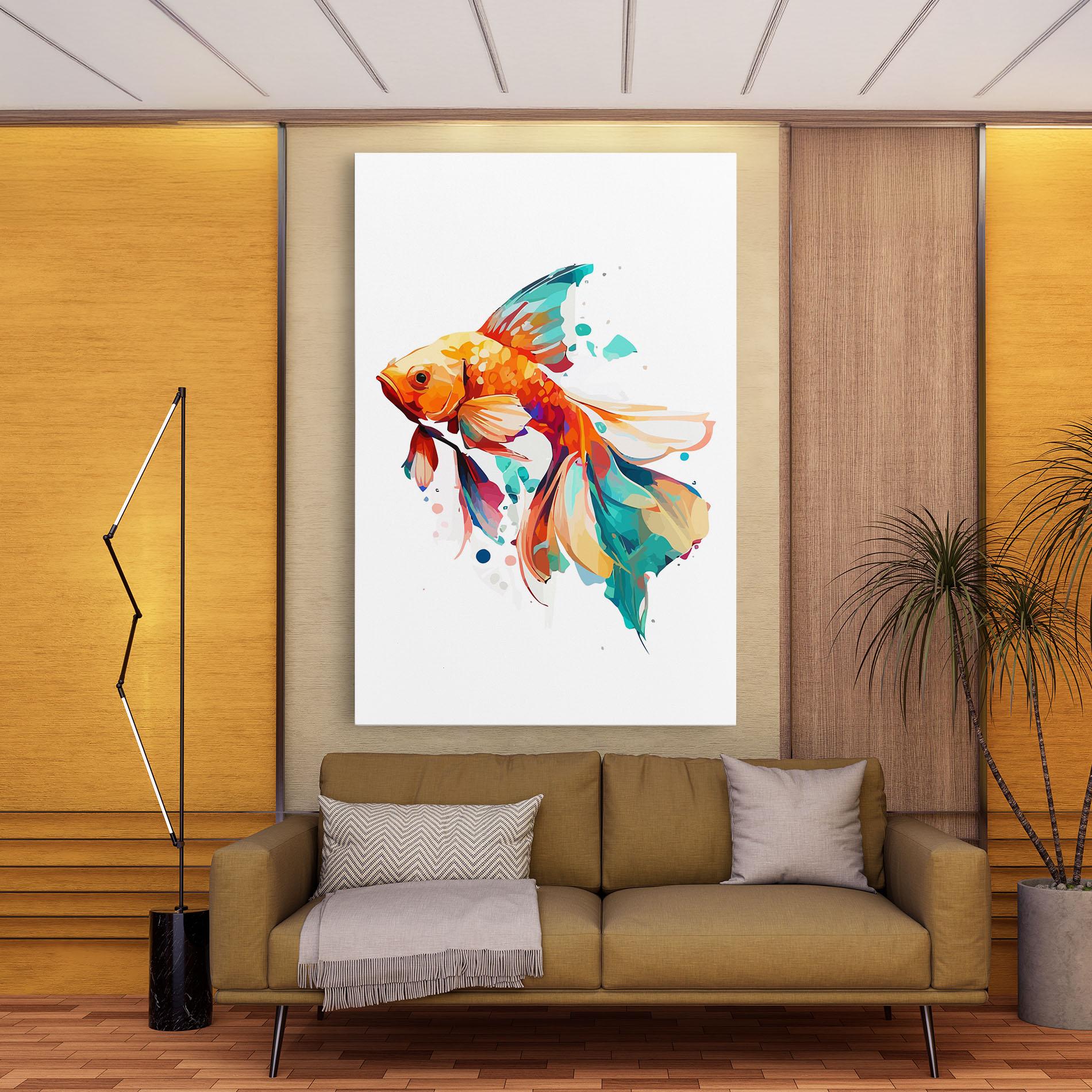 Leinwandbild Blue Orange Fish mockup 9