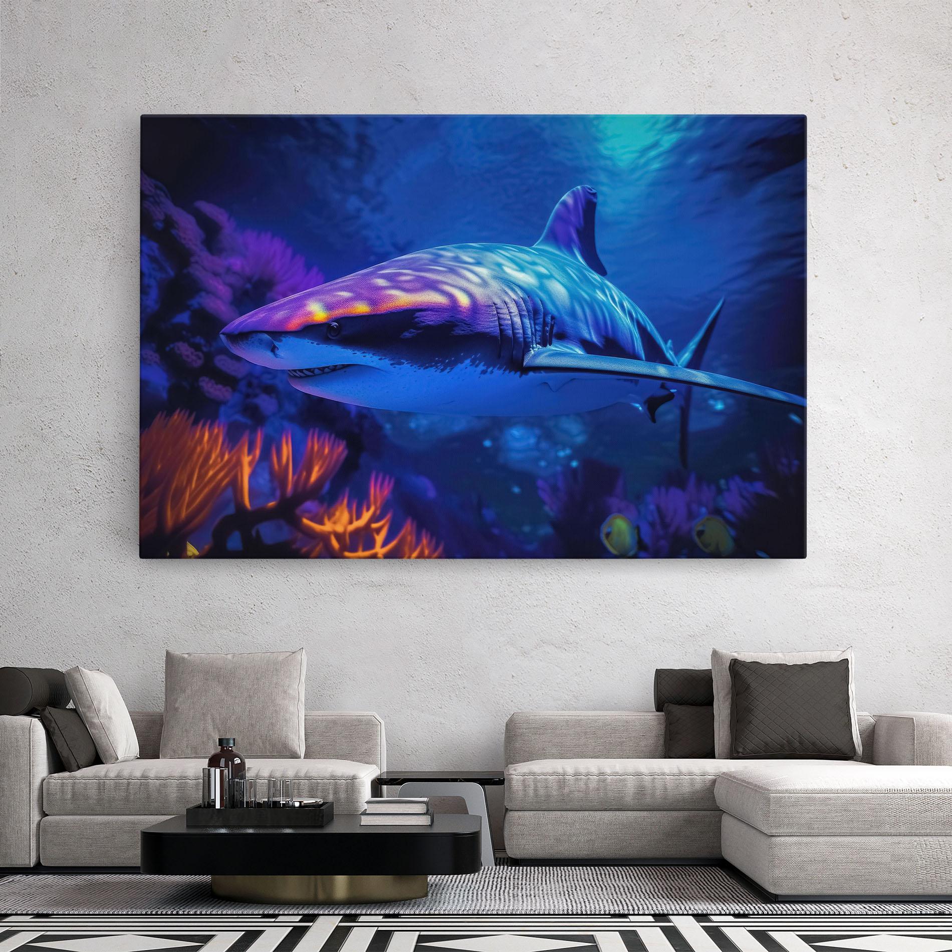 Leinwandbild Blue Light Shark mockup 2