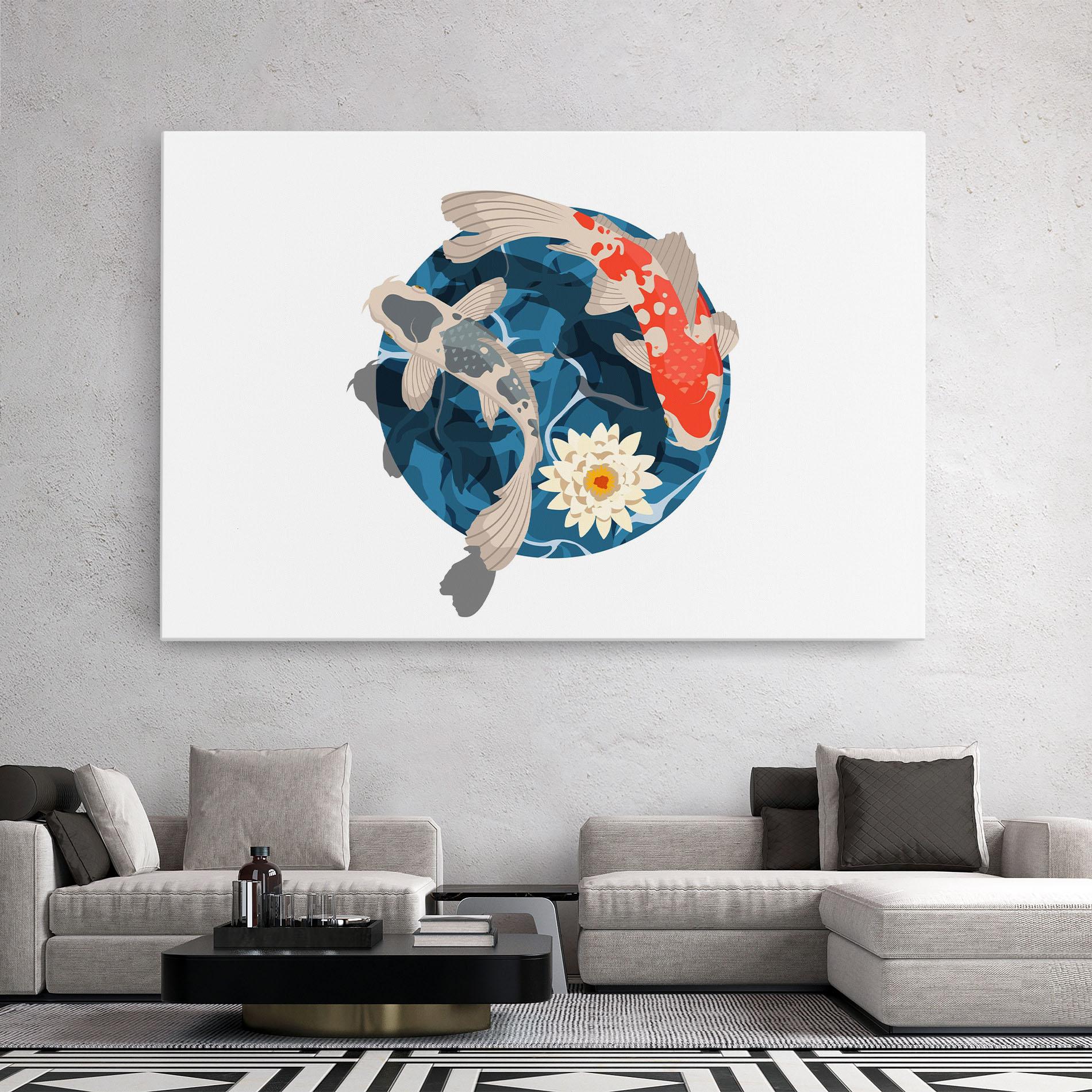 Leinwandbild Grey Orange Koi mockup 2