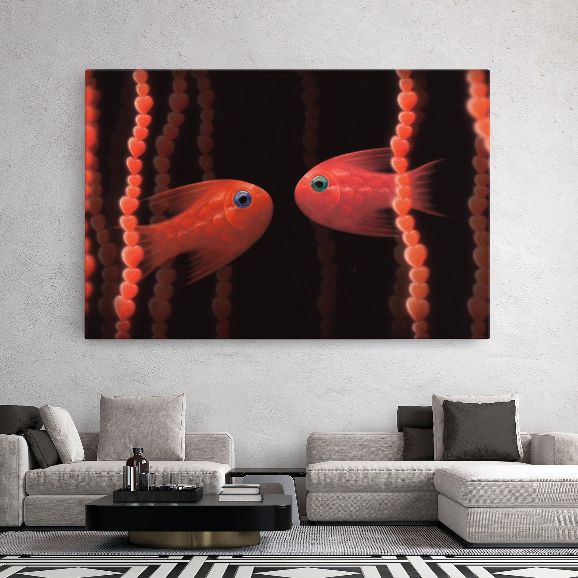 Leinwandbild Orange Fish Heart mockup 2