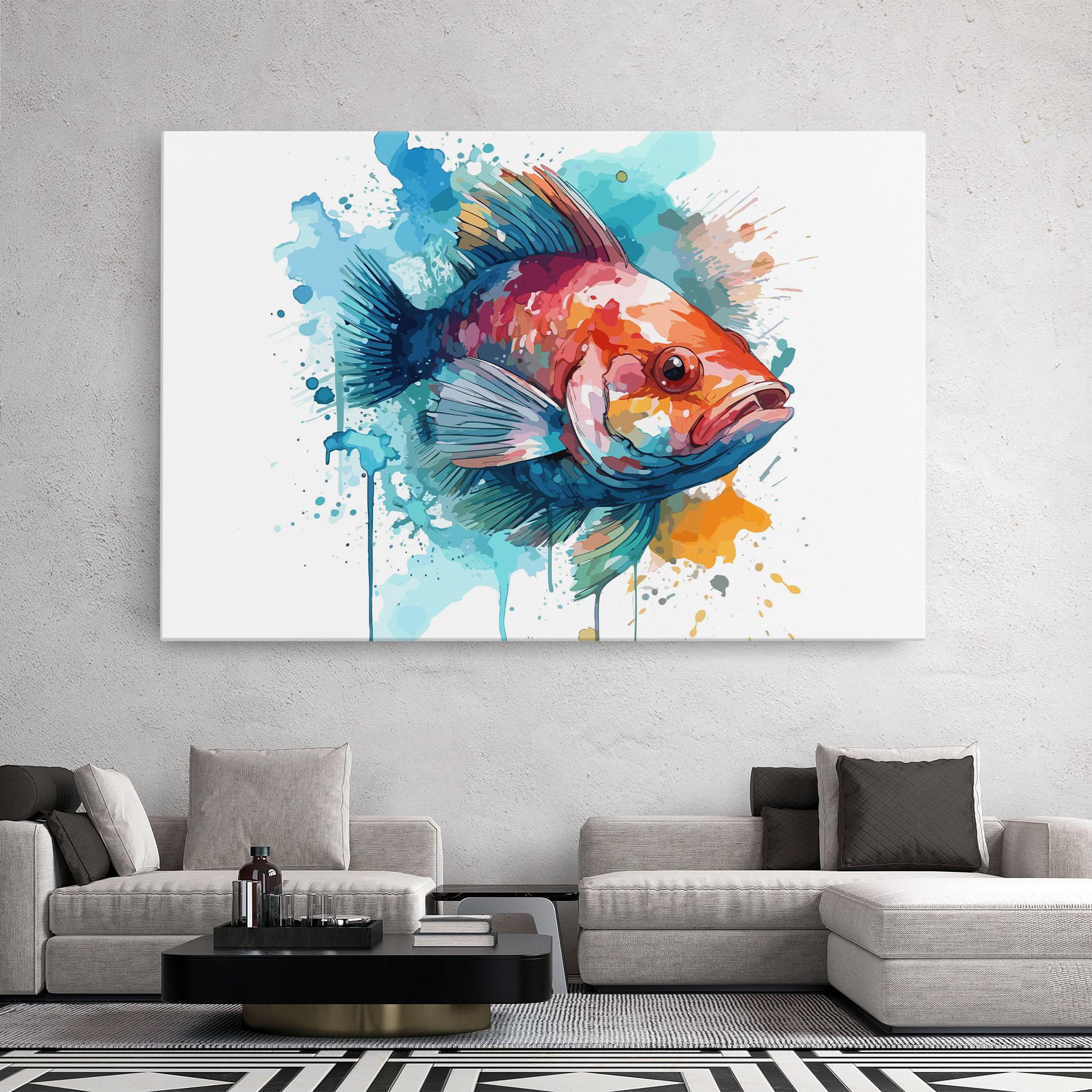 Leinwandbild Watercolor Fish mockup 2