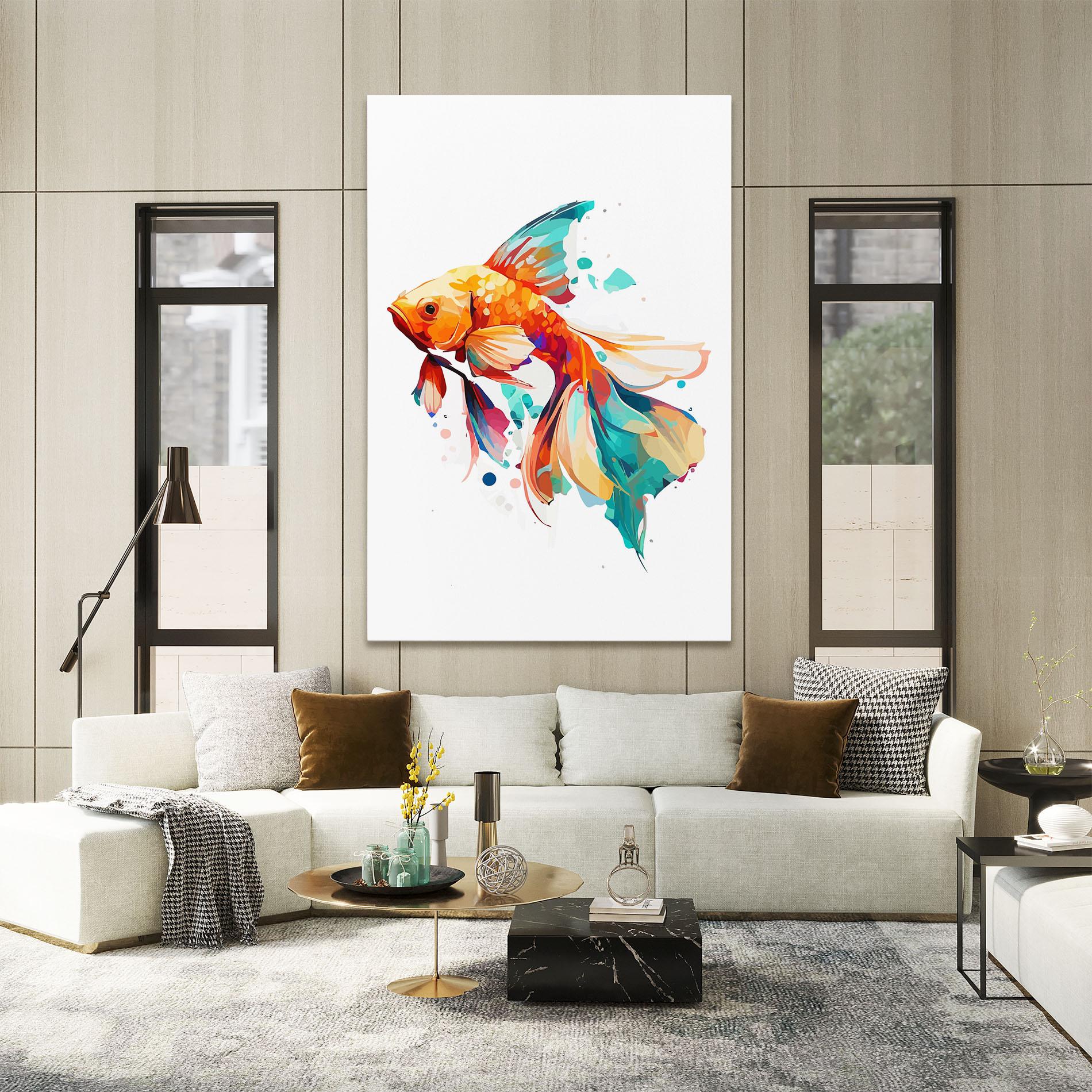 Leinwandbild Blue Orange Fish mockup 2