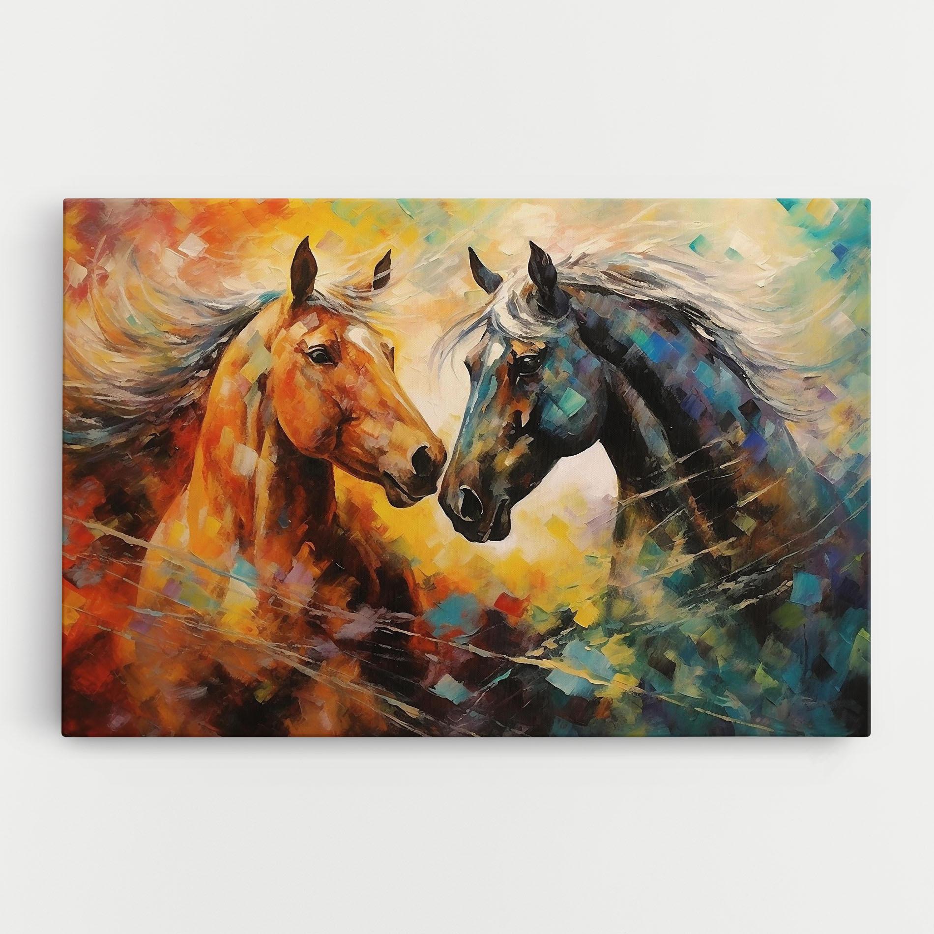 Leinwandbild Brown Black Horses mockup 0