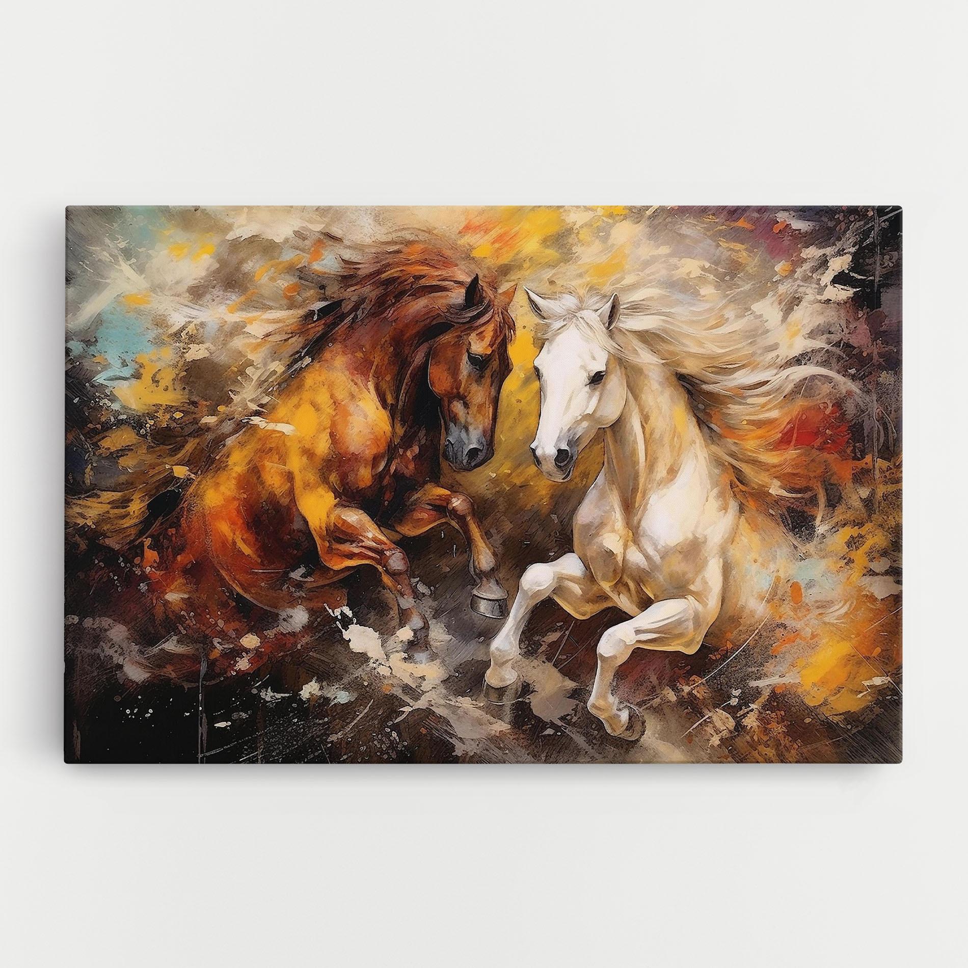 Leinwandbild Brown White Horses mockup 0