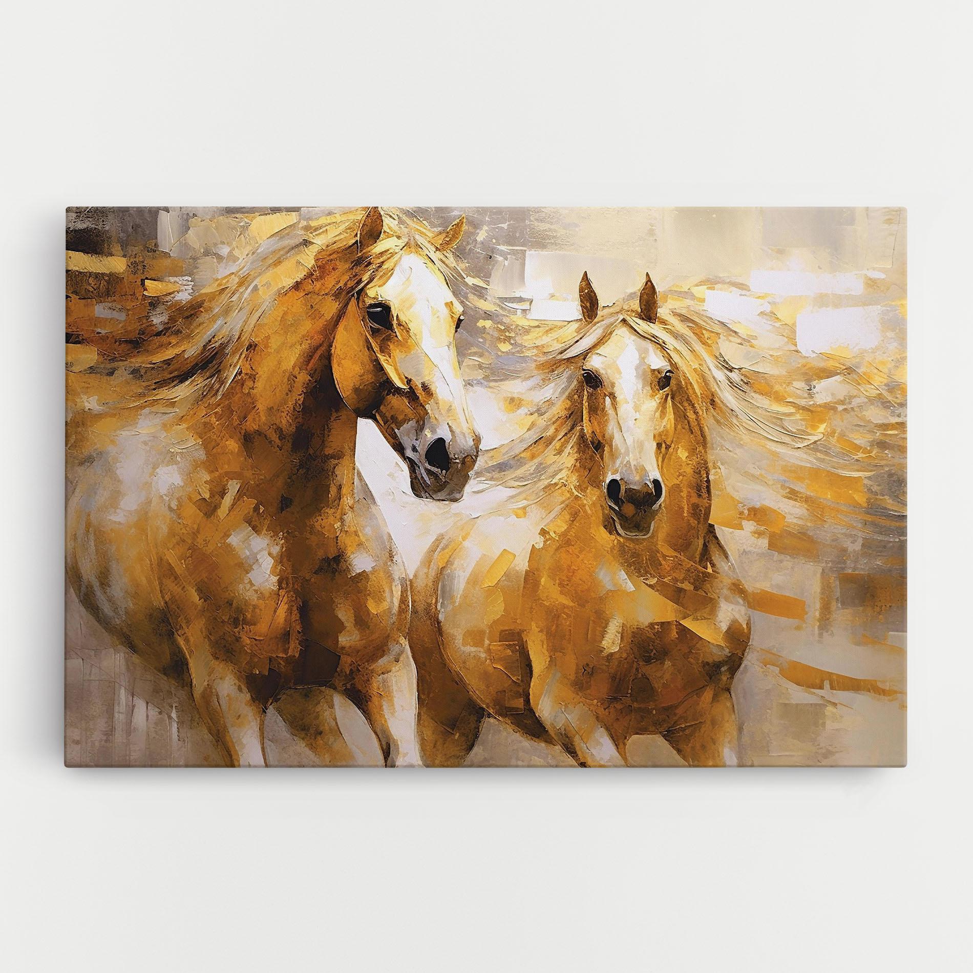 Leinwandbild Golden Brown Horses mockup 0