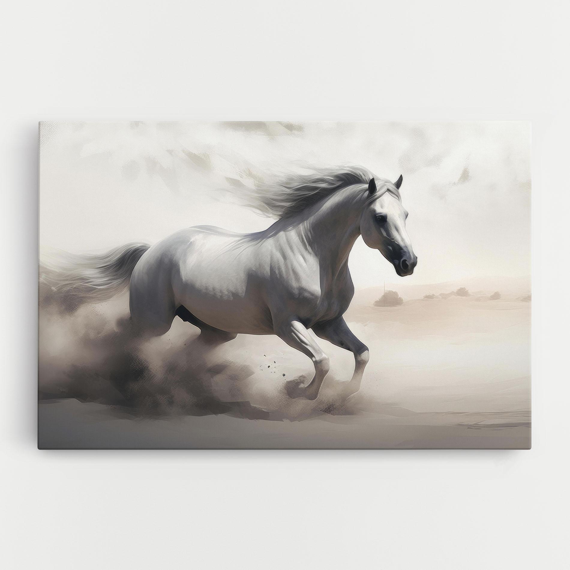 Leinwandbild Light Grey Horse Galloping mockup 0