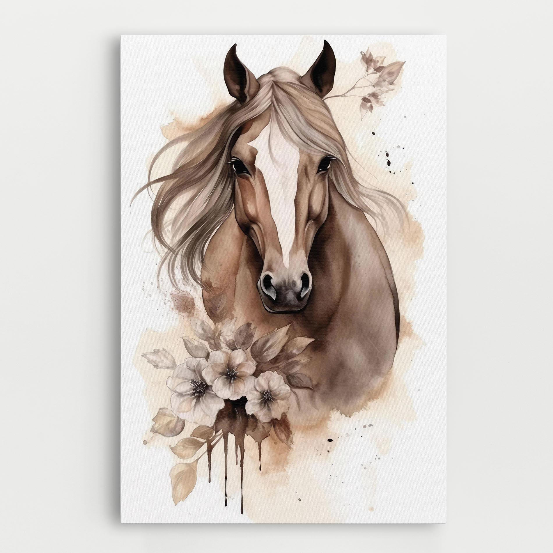 Leinwandbild Flower Brown Horse mockup 0